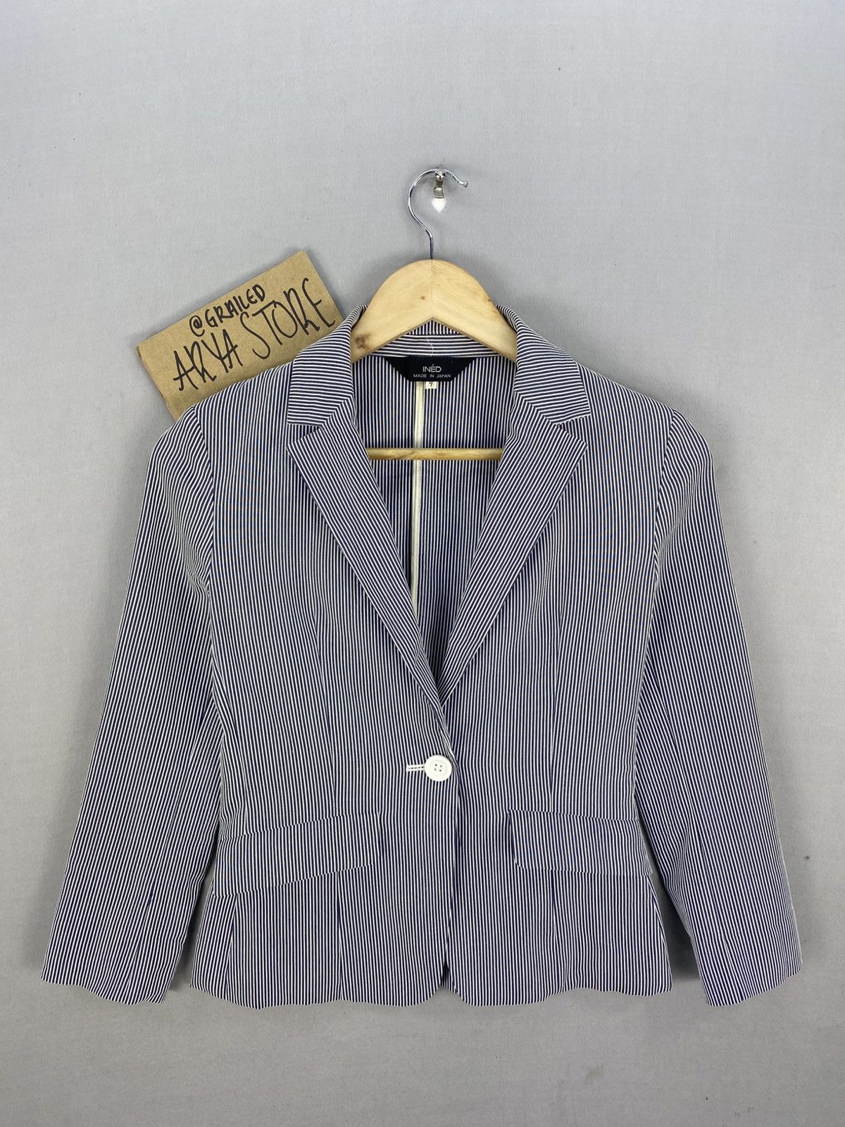 Yohji Yamamoto INED Pinstripe Coat Jacket Size XXS / US 00 / IT 34 - 1 Thumbnail