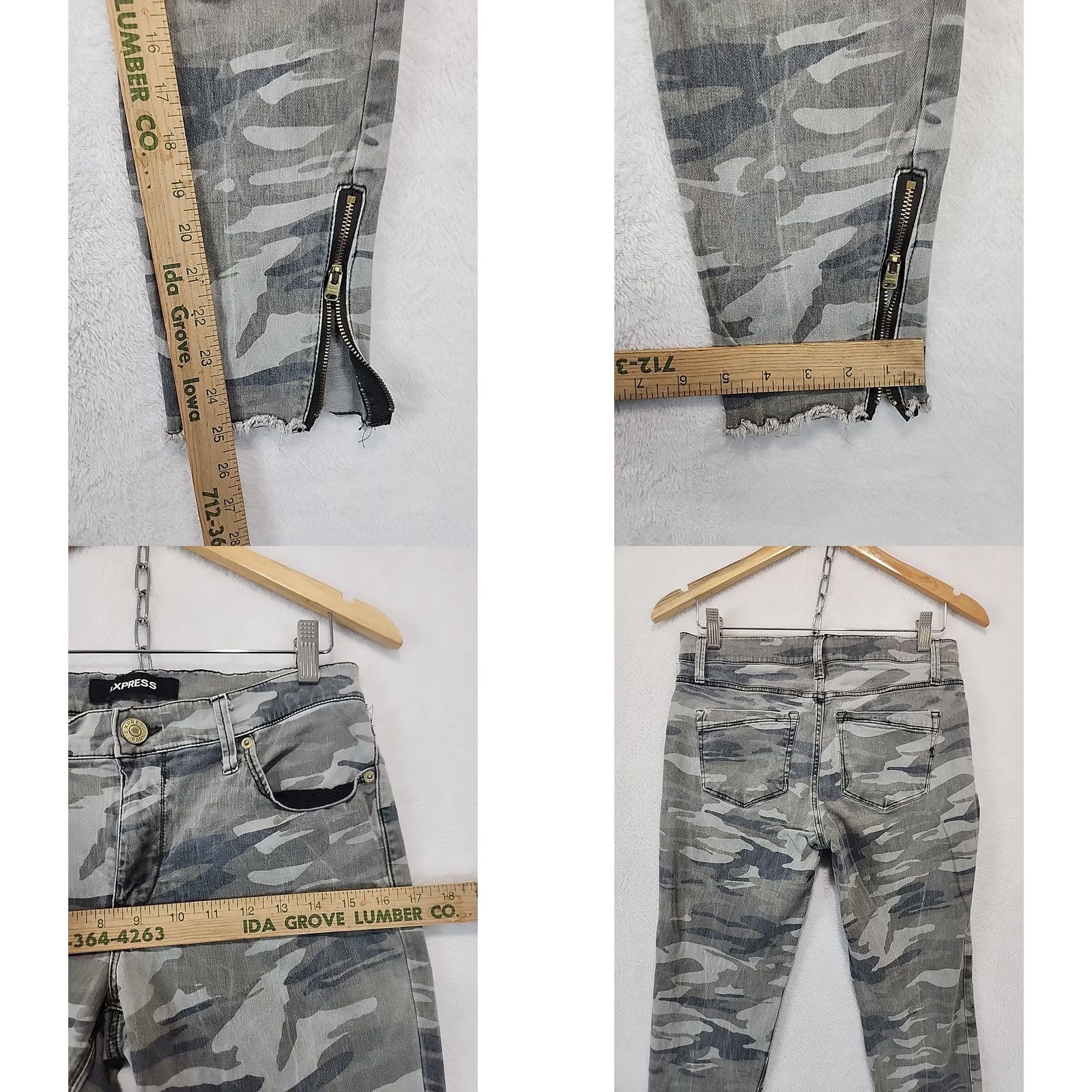 Express Express Womens 6R Camo Stretch Ankle Mid Rise Leggings Zipper Ankle Raw Hem Shirt Pants Womens Grunge Multicolor Casual Size 28" / US 6 / IT 42 - 8 Thumbnail