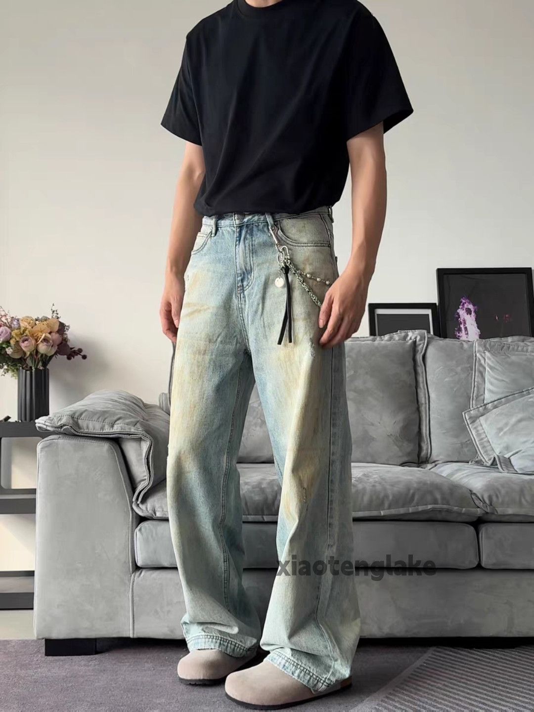 Jean × Vintage utility washed faded punk grunge stain paint jeans Size US 30 / EU 46 - 2 Thumbnail