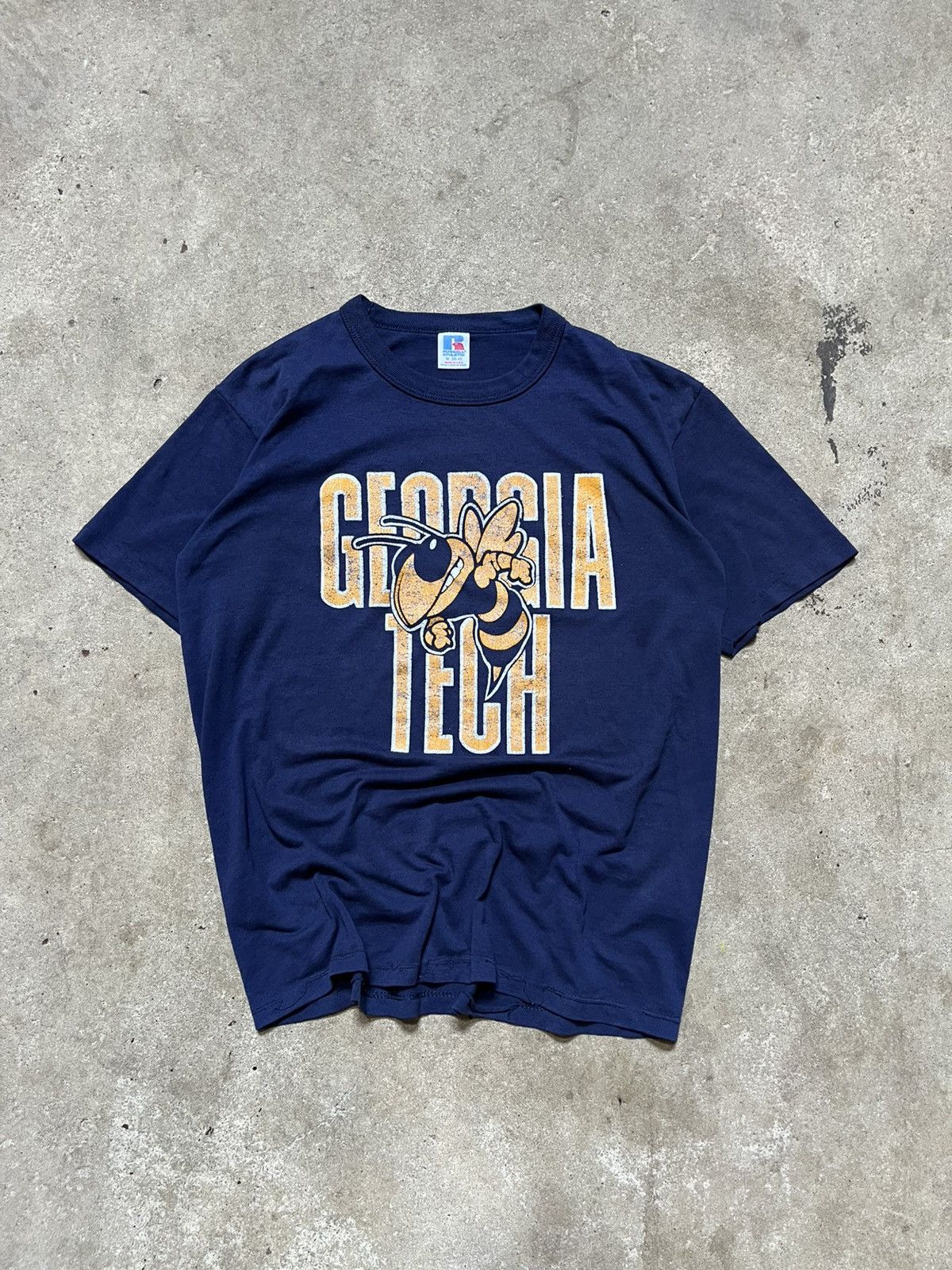 Russell Athletic Vintage 1980s Georgia Tech Yellow Jackets NCAA Football Tee Size US M / EU 48-50 / 2 - 2 Thumbnail
