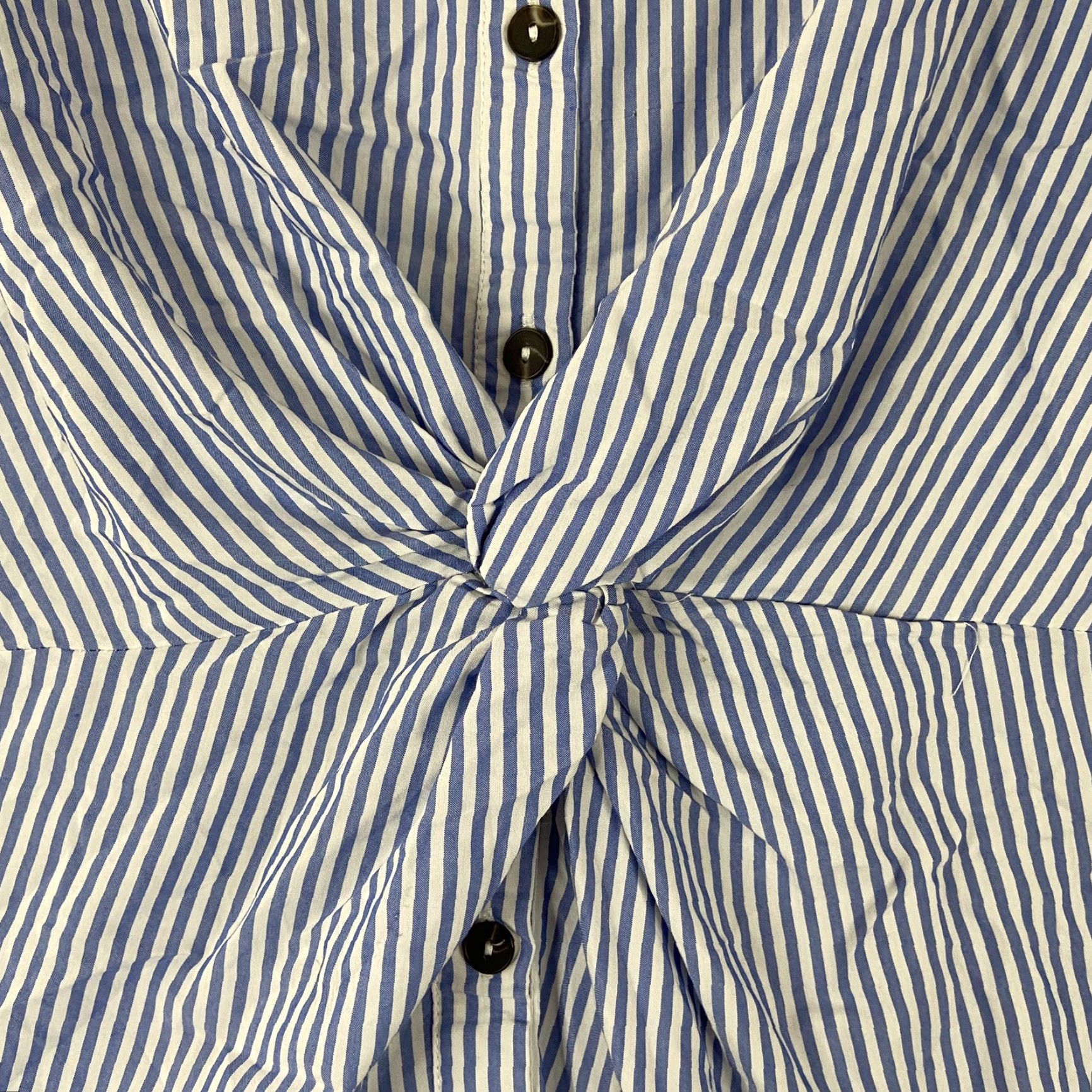Zara Zara Blouse Women’s S Blue White Stripped Short Sleeve Men? Wait. Size S / US 4 / IT 40 - 3 Thumbnail