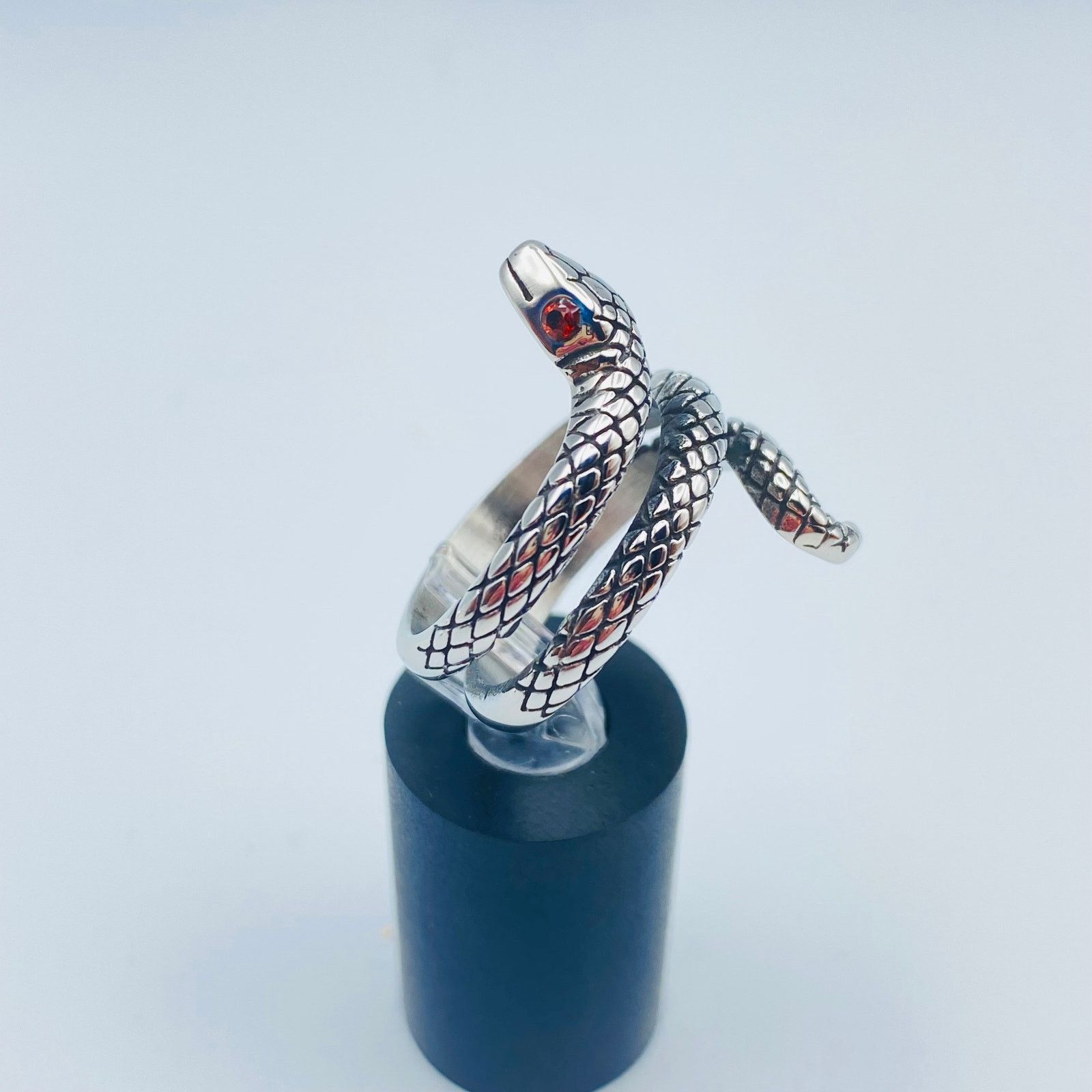 The Unbranded Brand Snake Stainless Steel Ring With Red CZ Eyes Size ONE SIZE - 2 Thumbnail