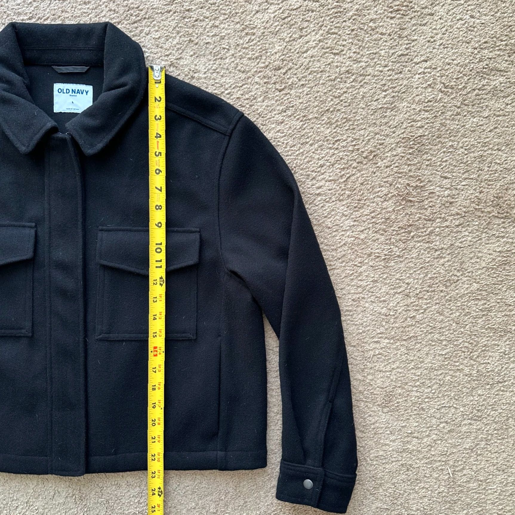 Old Navy Old Navy Jacket Womens Large Full Zip Point Collar Cropped Black Polyester Size L / US 10 / IT 46 - 7 Thumbnail