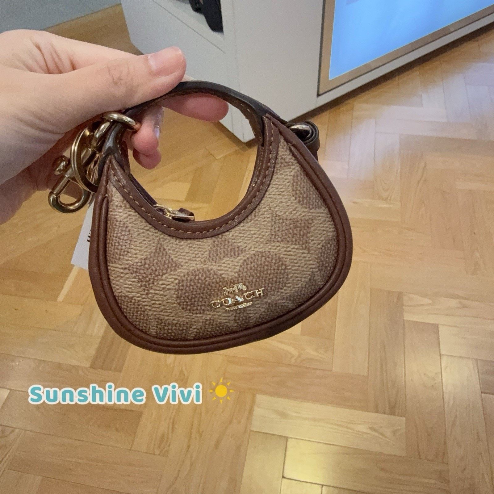 Coach NWT Coach Mini Carmen Bag Charm Gold/Tan/Brown CBK67 Size ONE SIZE - 1 Thumbnail