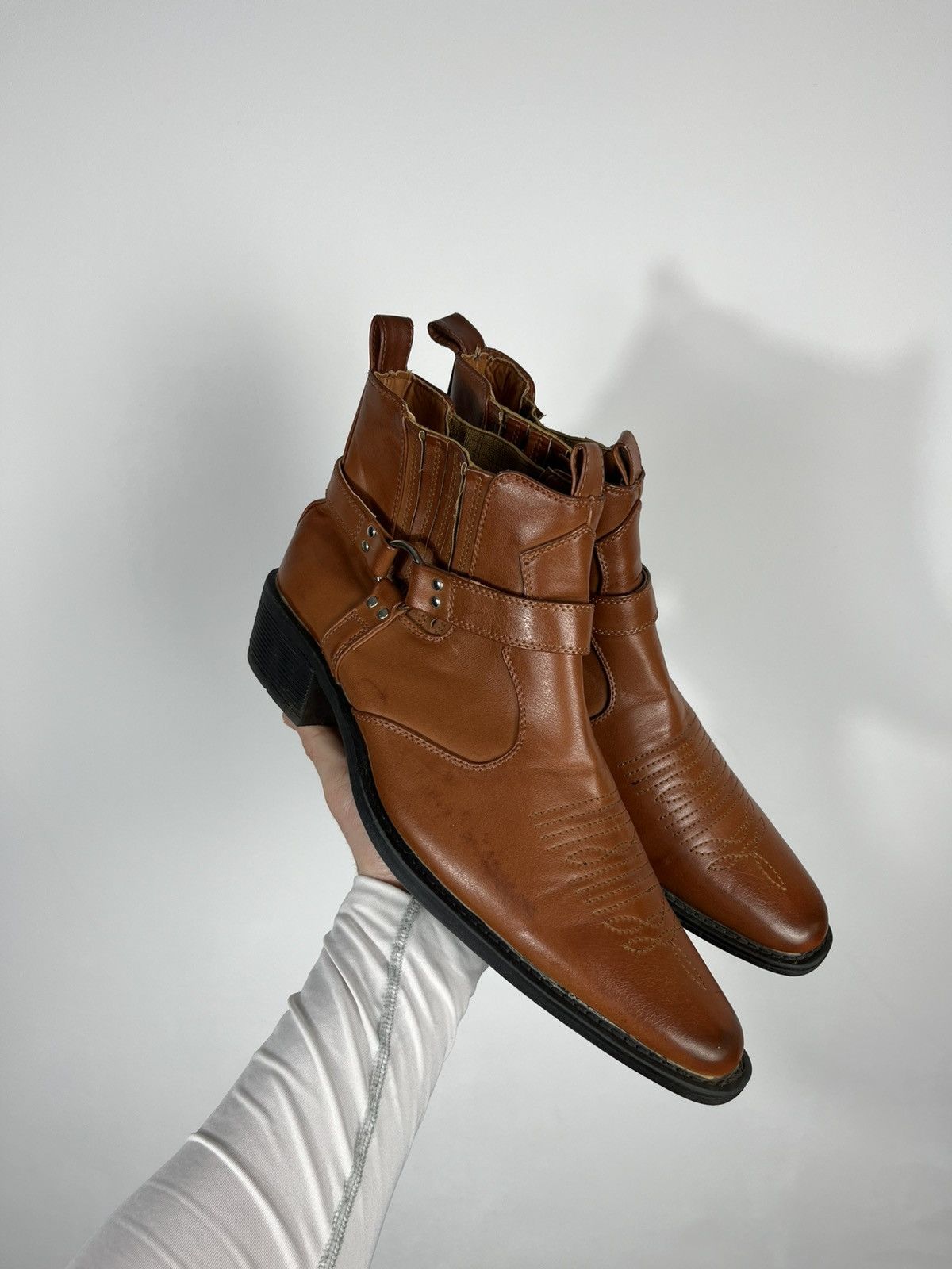 Leather Western Cowboy Leather Ankle Boots Men’s US 11 Size US 11 / EU 44 - 1 Thumbnail
