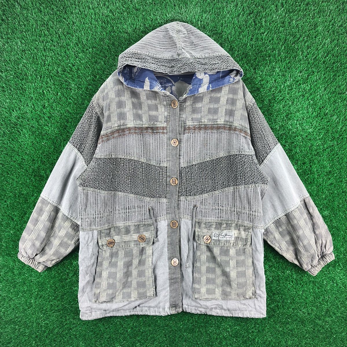 Japanese Brand Vintage 90's Multi Fabric Jacket Hoodie by Jun Young Size US XL / EU 56 / 4 - 1 Thumbnail
