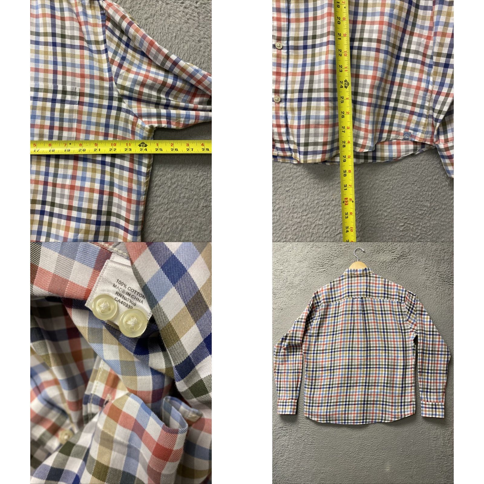 Peter Millar Peter Millar Button Shirt Mens L Multicolor Check Cotton Wing Collar Short Sleeve Casual Workwear Peter Millar Crown Sport Regular Size US L / EU 52-54 / 3 - 8 Thumbnail