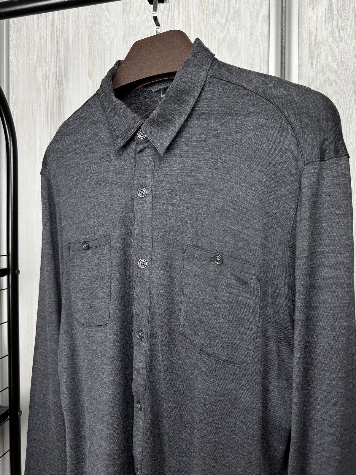 John Varvatos John Varvatos Collection Men's Grey Silk Cotton Knit Shirt Size US M / EU 48-50 / 2 - 4 Thumbnail