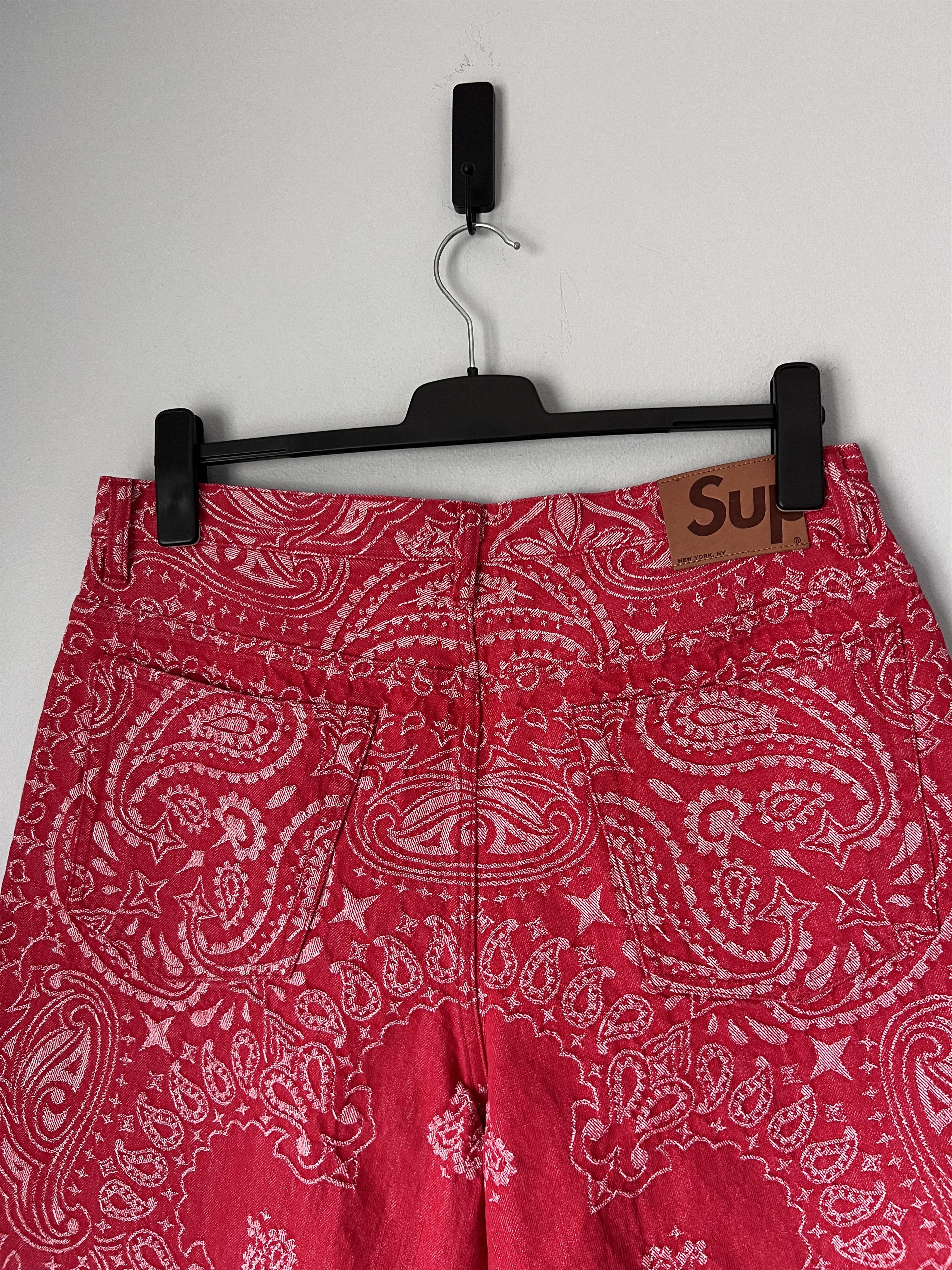 Supreme Paisley Jacquard Baggy Jeans in Red