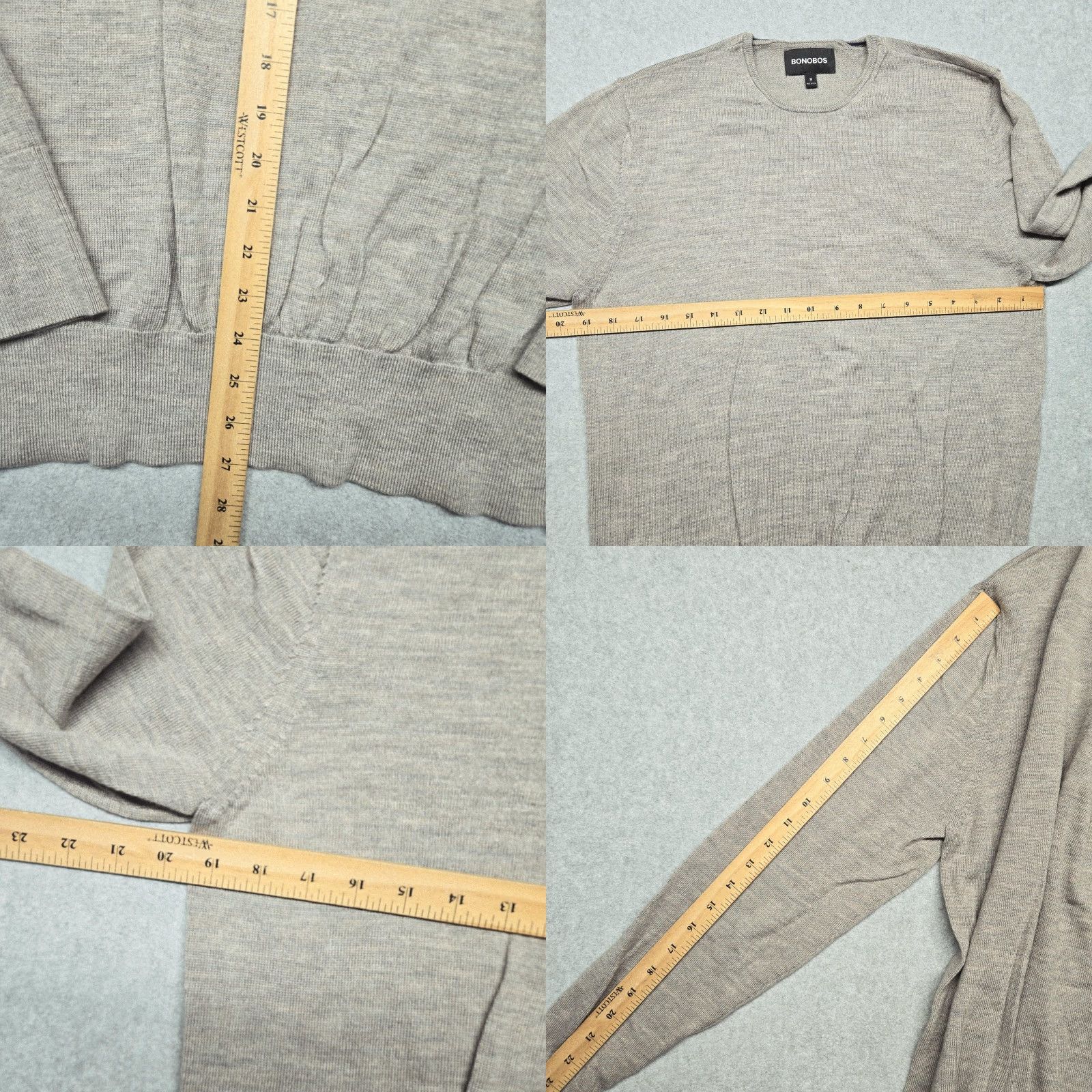 Bonobos Bonobos Sweater Mens Medium Beige Merino Wool Crewneck Pullover Lightweight Knit Size US M / EU 48-50 / 2 - 8 Thumbnail