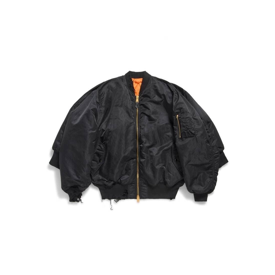 Balenciaga o1mt1gz0125 Double Sleeve Bomber in Black Size US M / EU 48-50 / 2 - 1 Thumbnail