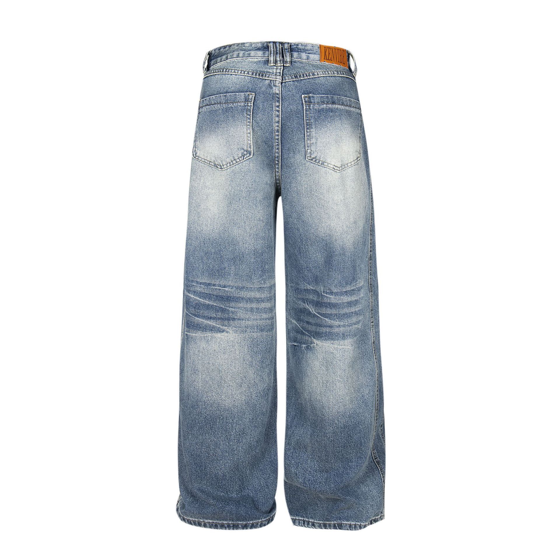 Vintage Men's American Retro Loose-Fit Wide-Leg Curved Blade Jeans Size US 32 / EU 48 - 2 Thumbnail