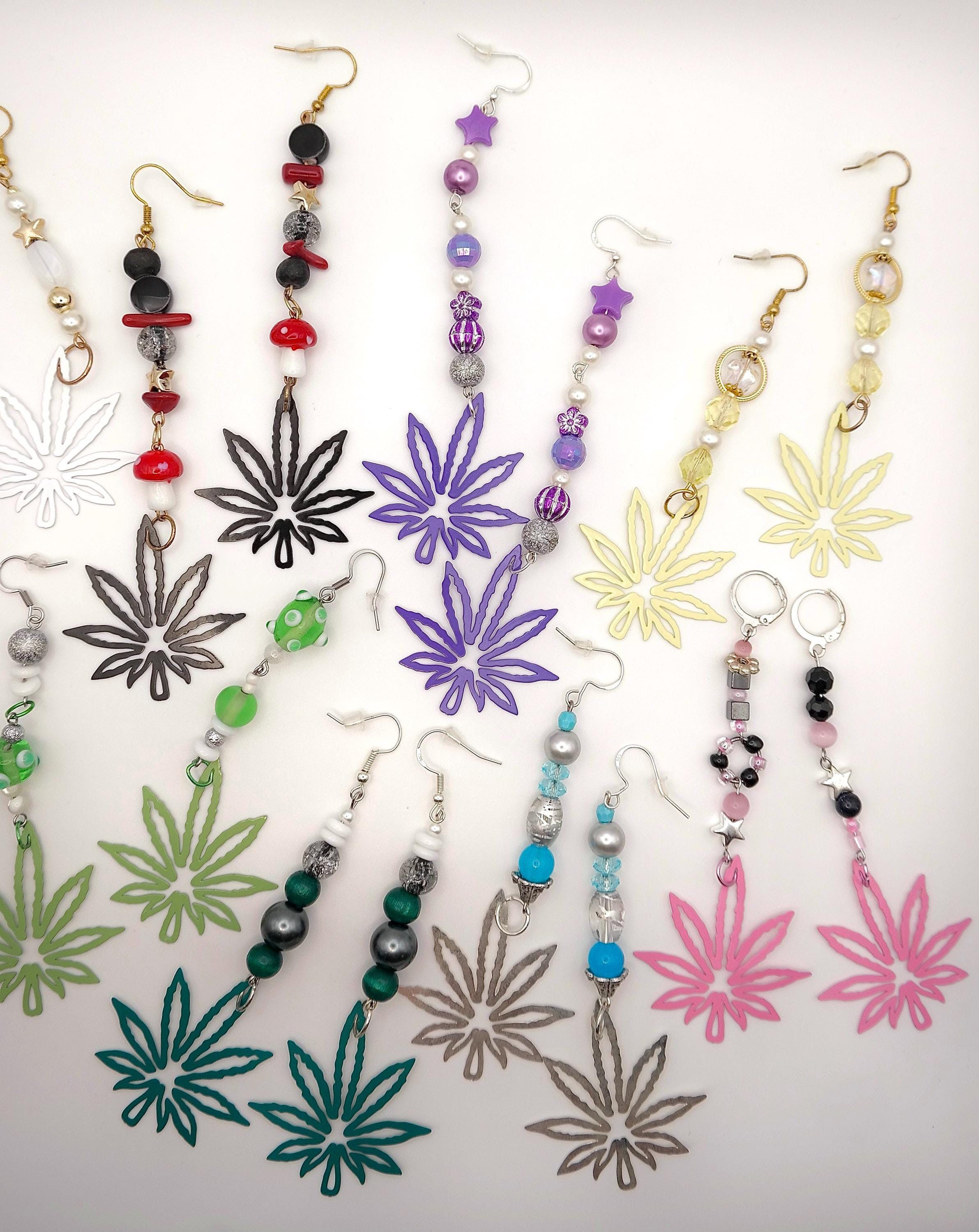 Handmade Colorful 420 Leaf Earrings Size ONE SIZE - 3 Thumbnail