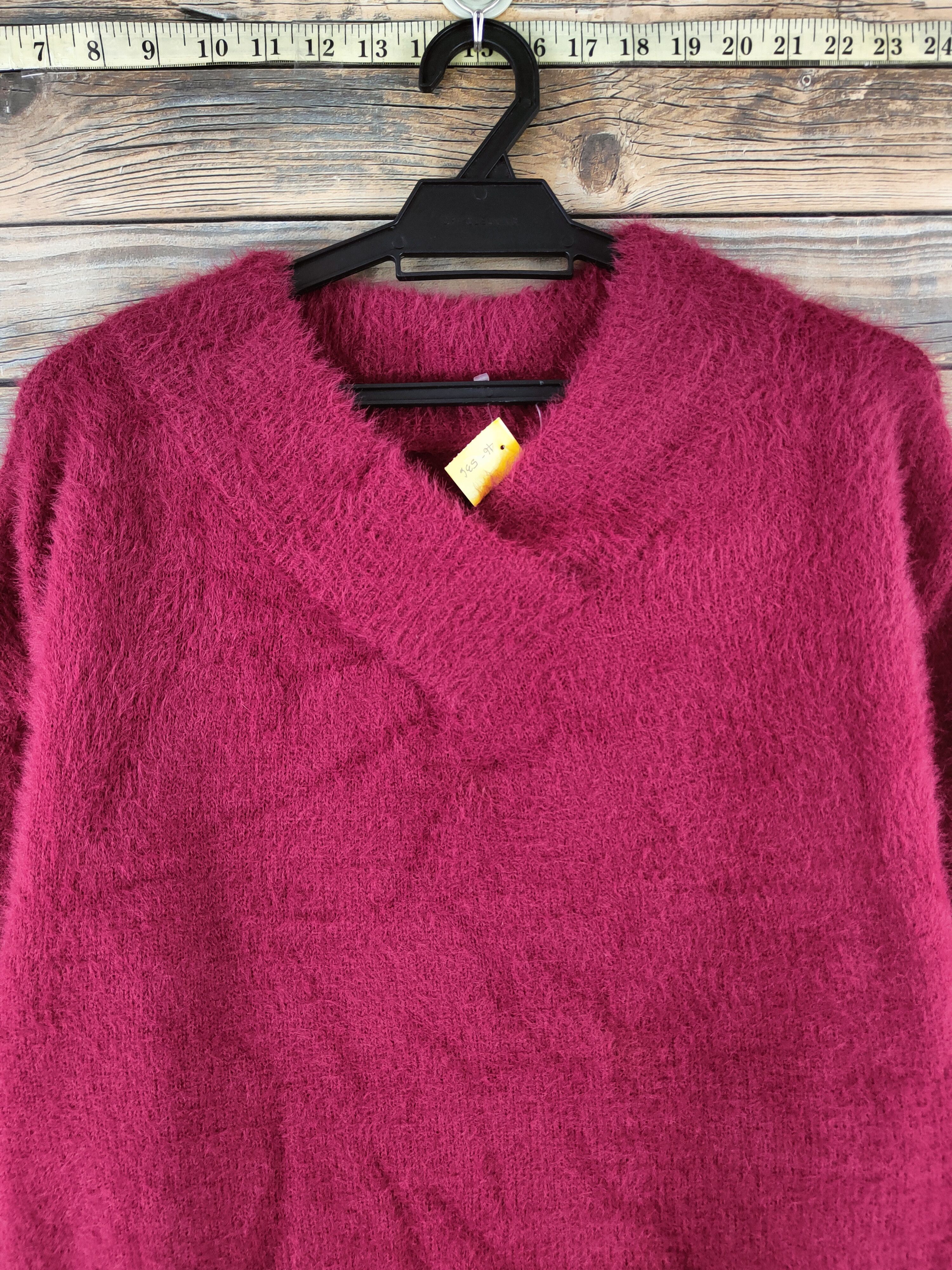 Japanese Brand DL Nano Maroon Fur Mohair shaggy Knitwear #46-536 Size S / US 4 / IT 40 - 2 Thumbnail