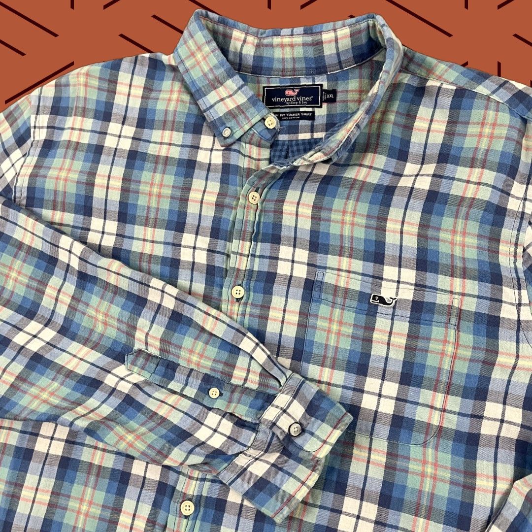 Vineyard Vines Vineyard Vines Tucker Shirt Mens 2XL Slim Fit Blue Plaid Button Up Preppy Shirt Size US XXL / EU 58 / 5 - 1 Thumbnail
