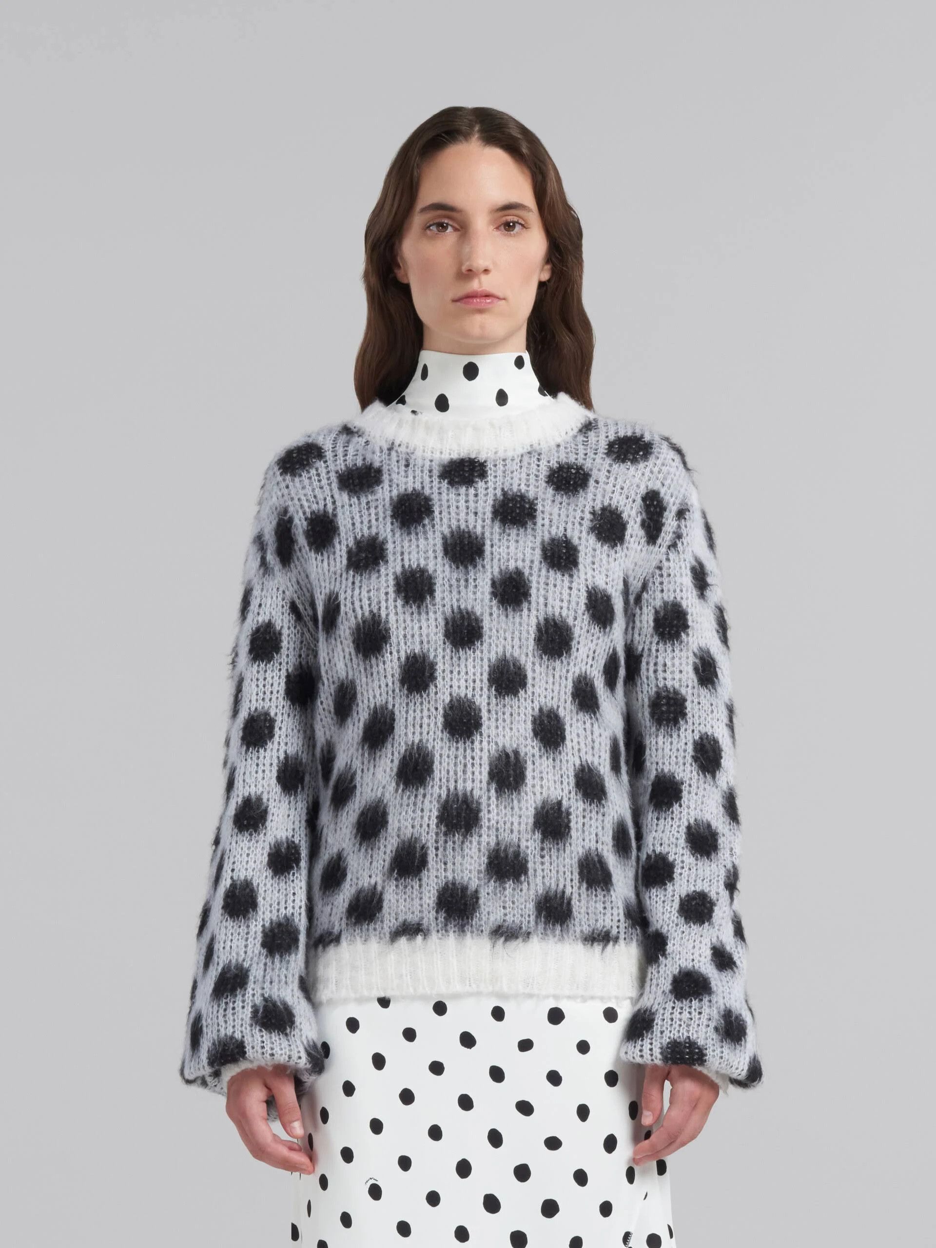 Marni o1w1db10824 Polka Dots Crewneck Sweater in Grey Black Size M / US 6-8 / IT 42-44 - 2 Thumbnail