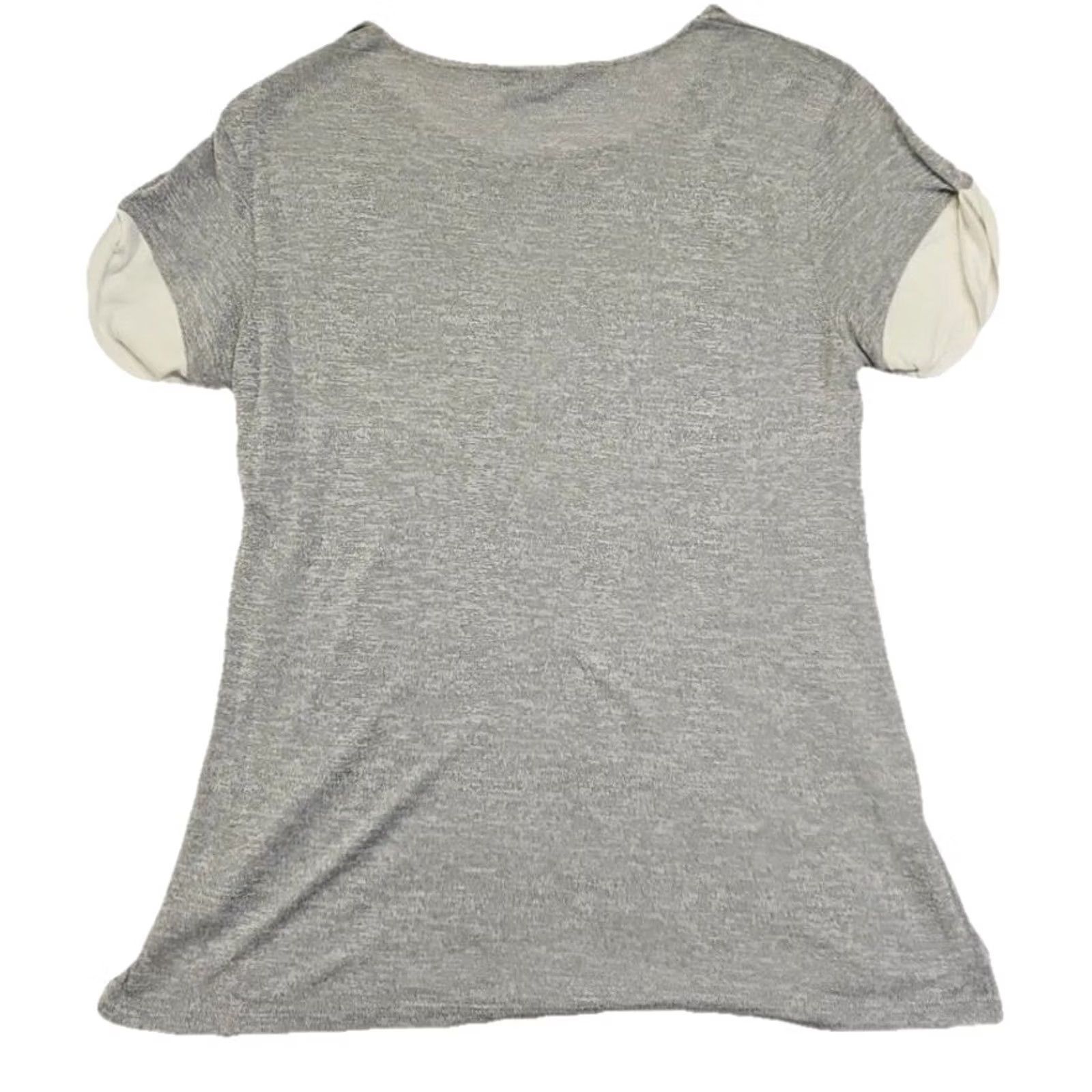 Vince Vince Shirt Womens Small Gray Contrast Trim Short Sleeve Knit Tee Regular Crew Neck Pullover Cotton Blend Minimal Size 28" / US 6 / IT 42 - 6 Thumbnail