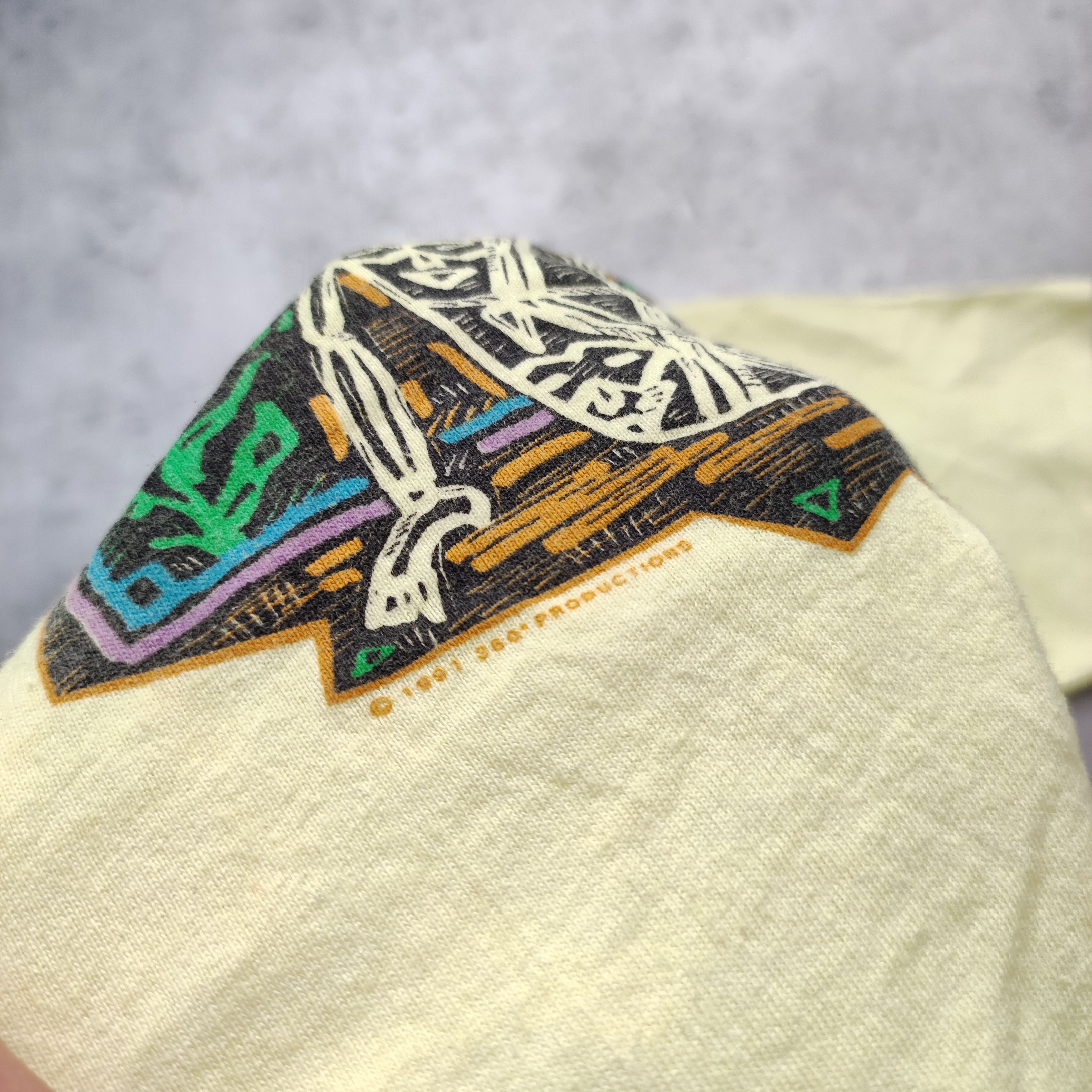 Band Tees × Vintage RARE 1991 Limited Planet Drum Light Yellow Band Promo Tee Size US XL / EU 56 / 4 - 6 Thumbnail