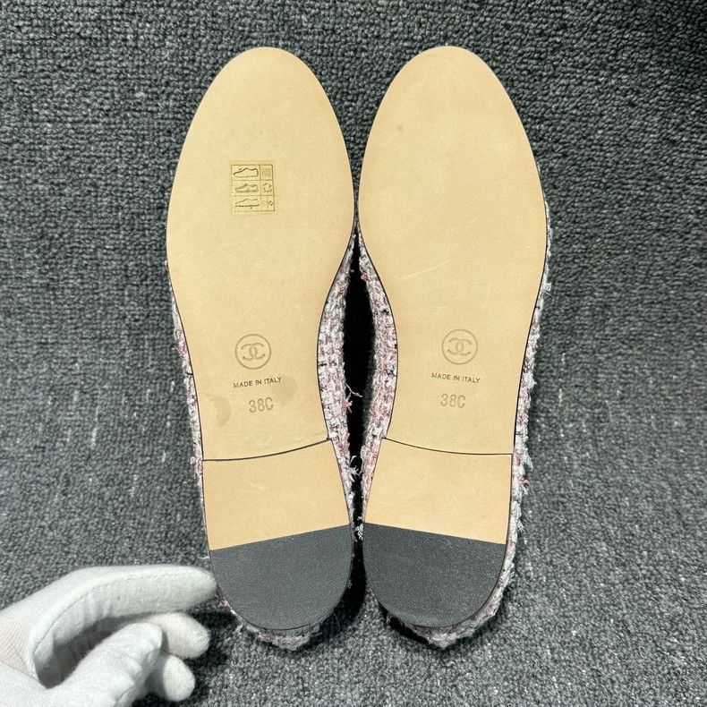 Chanel Chanel Pink coarse flower bow flat shoes Size US 7.5 / IT 37.5 - 8 Thumbnail
