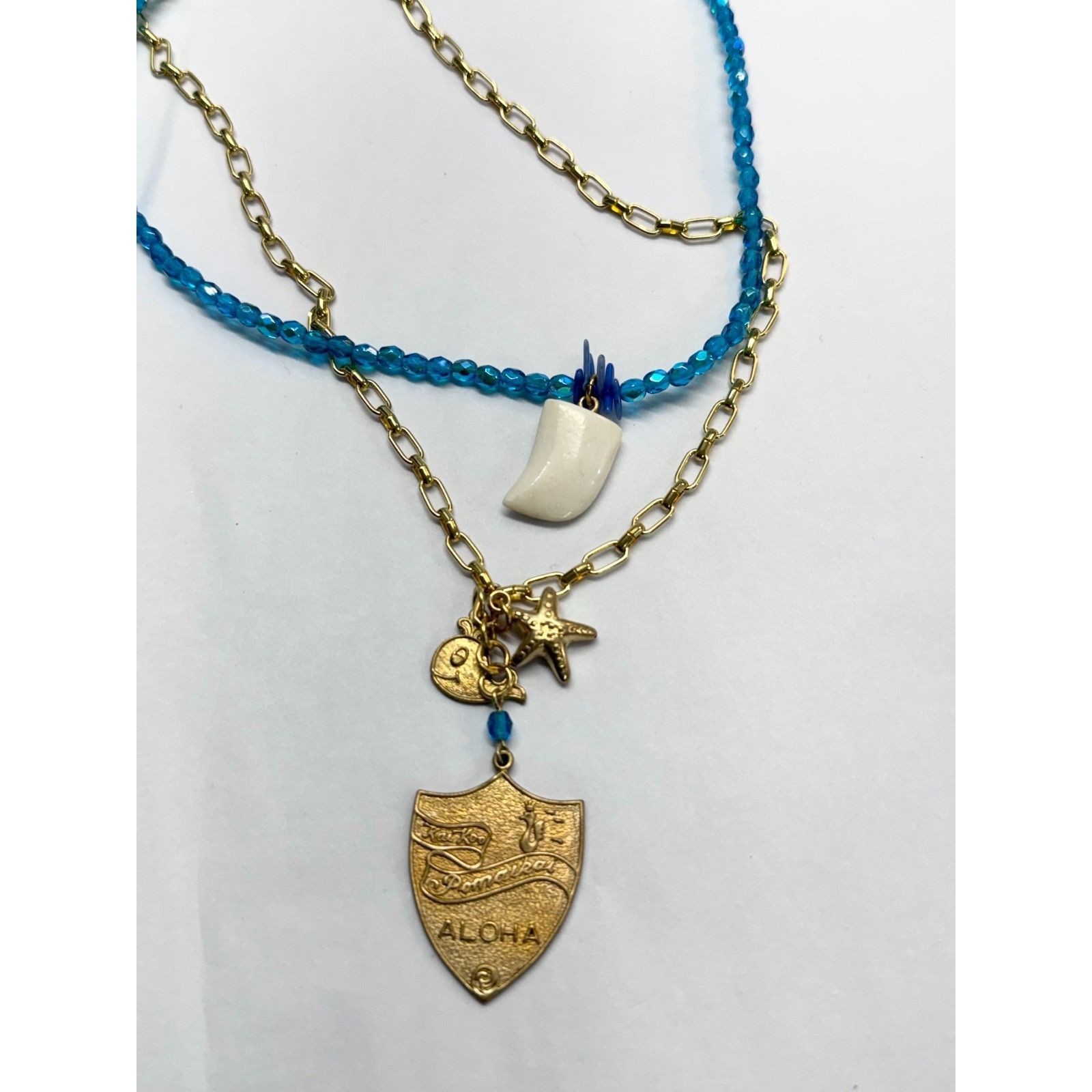 Vintage Vintage aloha blue bead multi strand necklace Size ONE SIZE - 8 Thumbnail