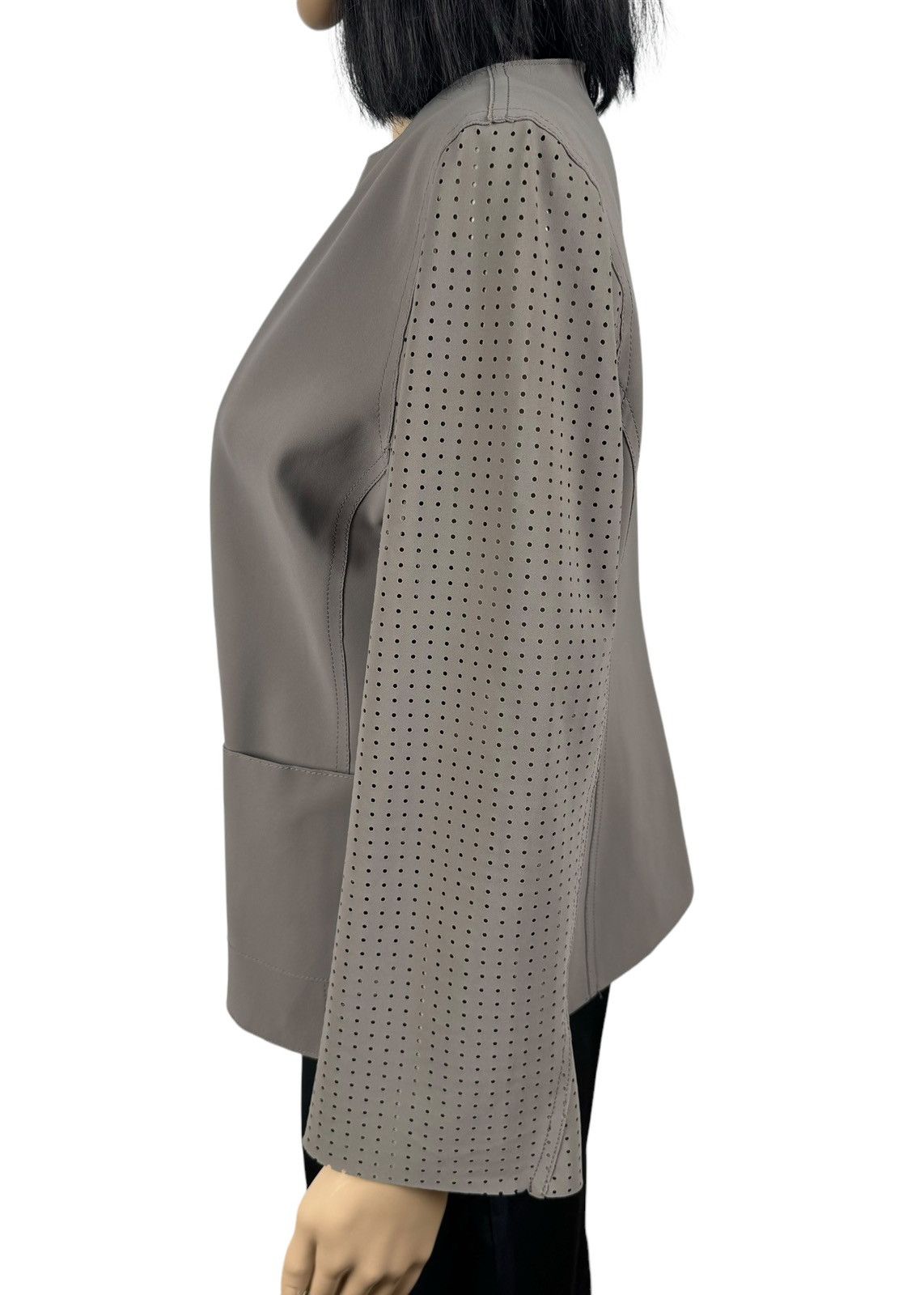 Herno HERNO Round Neck Zip Gray Jacket Perforated Size 46 Size L / US 10 / IT 46 - 9 Thumbnail
