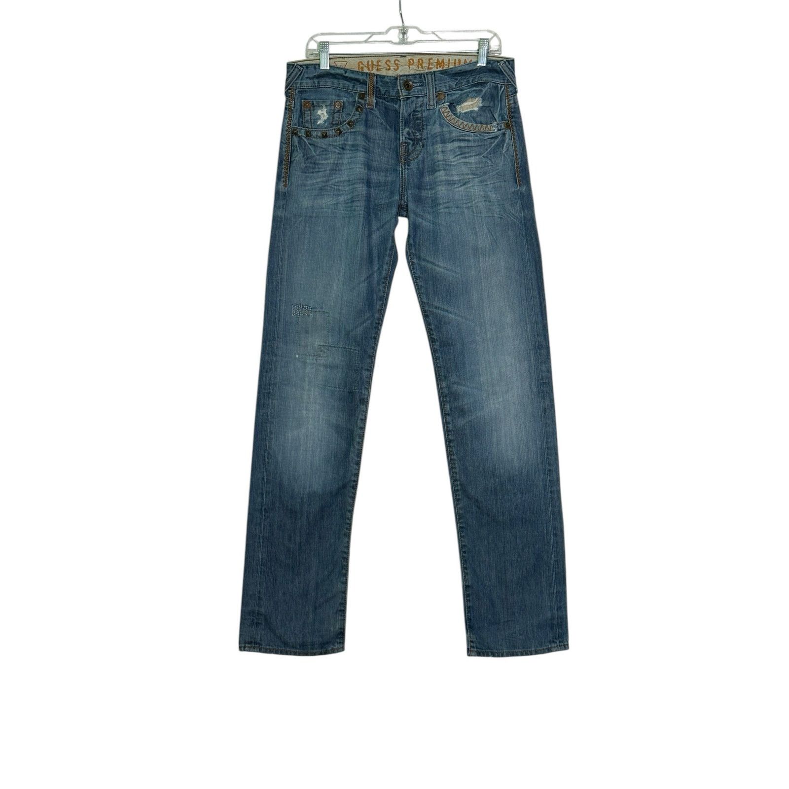 Guess GUESS Rebel Regular Studded Distressed Jeans size 30 Size US 30 / EU 46 - 16 Thumbnail