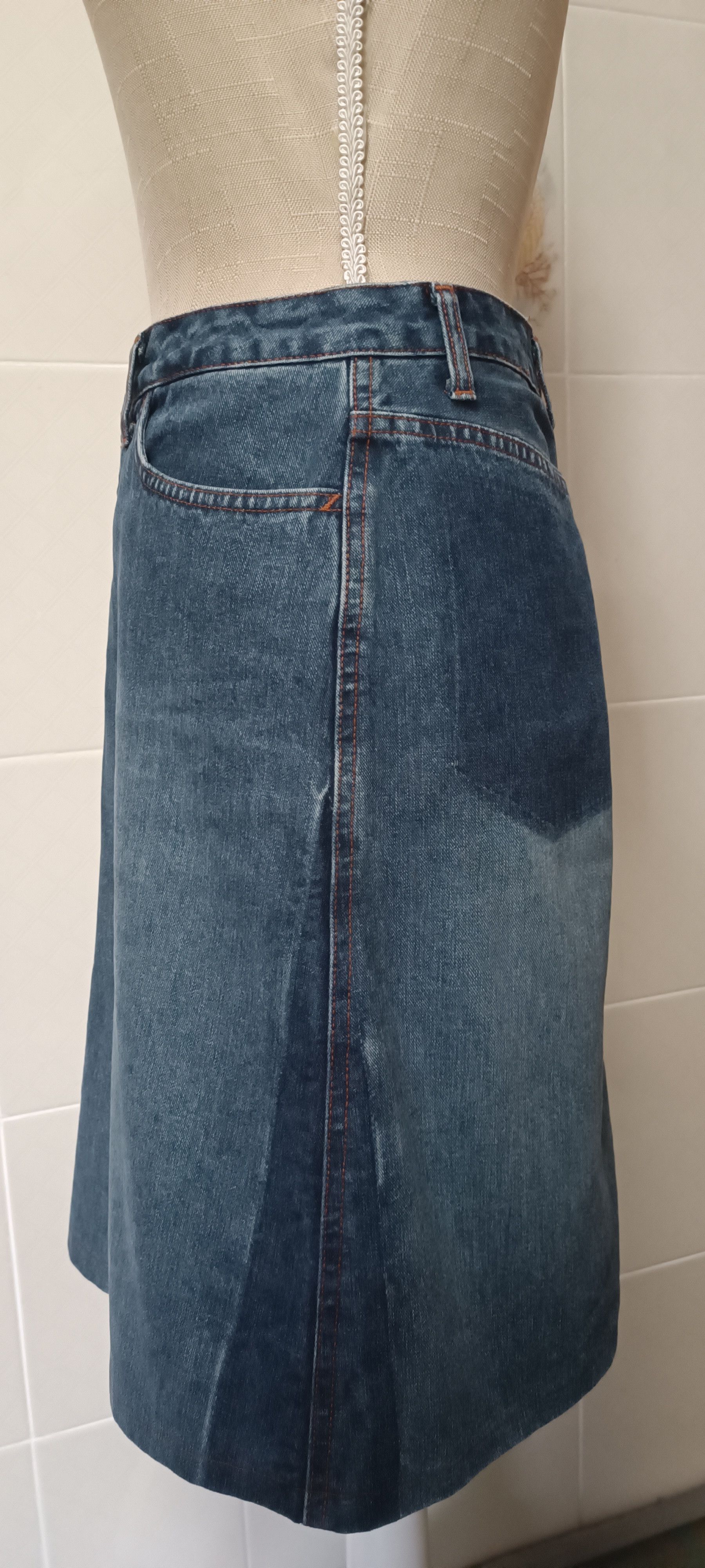 Jean Paul Gaultier Trapezoidal midi denim skirt Size 27" / US 4 / IT 40 - 10 Thumbnail