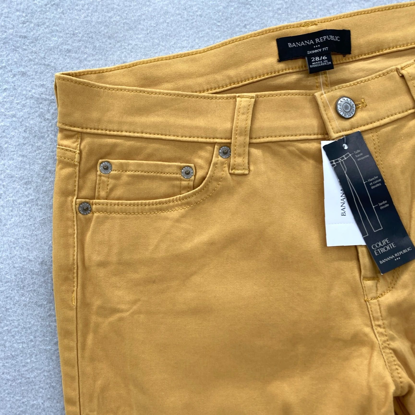 Banana Republic Banana Republic Skinny Ankle Pants Women's 28/6 Yellow Brushed Twill Stretch NWT Size 30" / US 8 / IT 44 - 3 Thumbnail