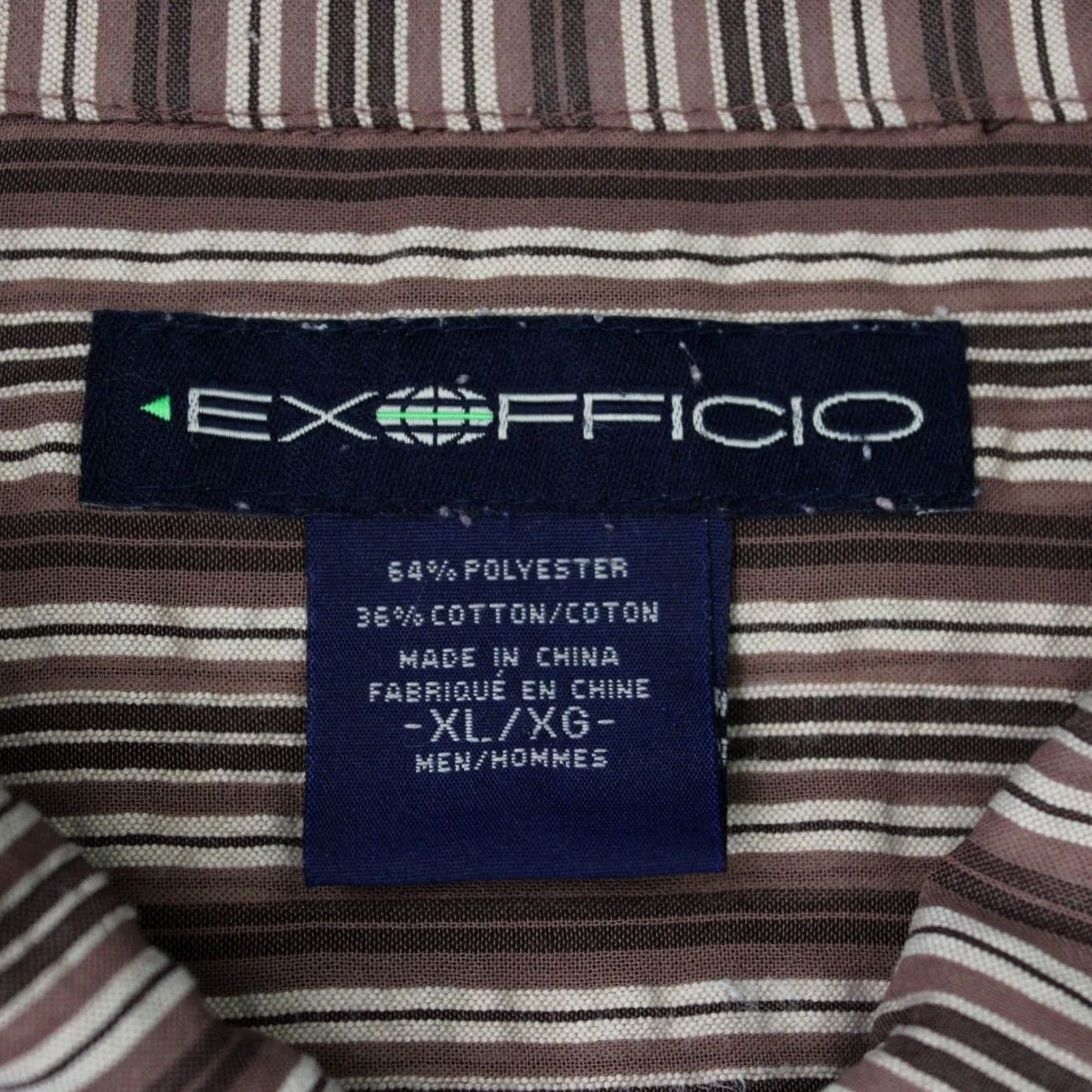 ExOfficio ExOfficio Shirt Mens XL Striped Brown/Tan Short Sleeve Button-Up Casual, Travel, Workwear, All Seasons, Breathable, Pockets Size US XL / EU 56 / 4 - 6 Thumbnail