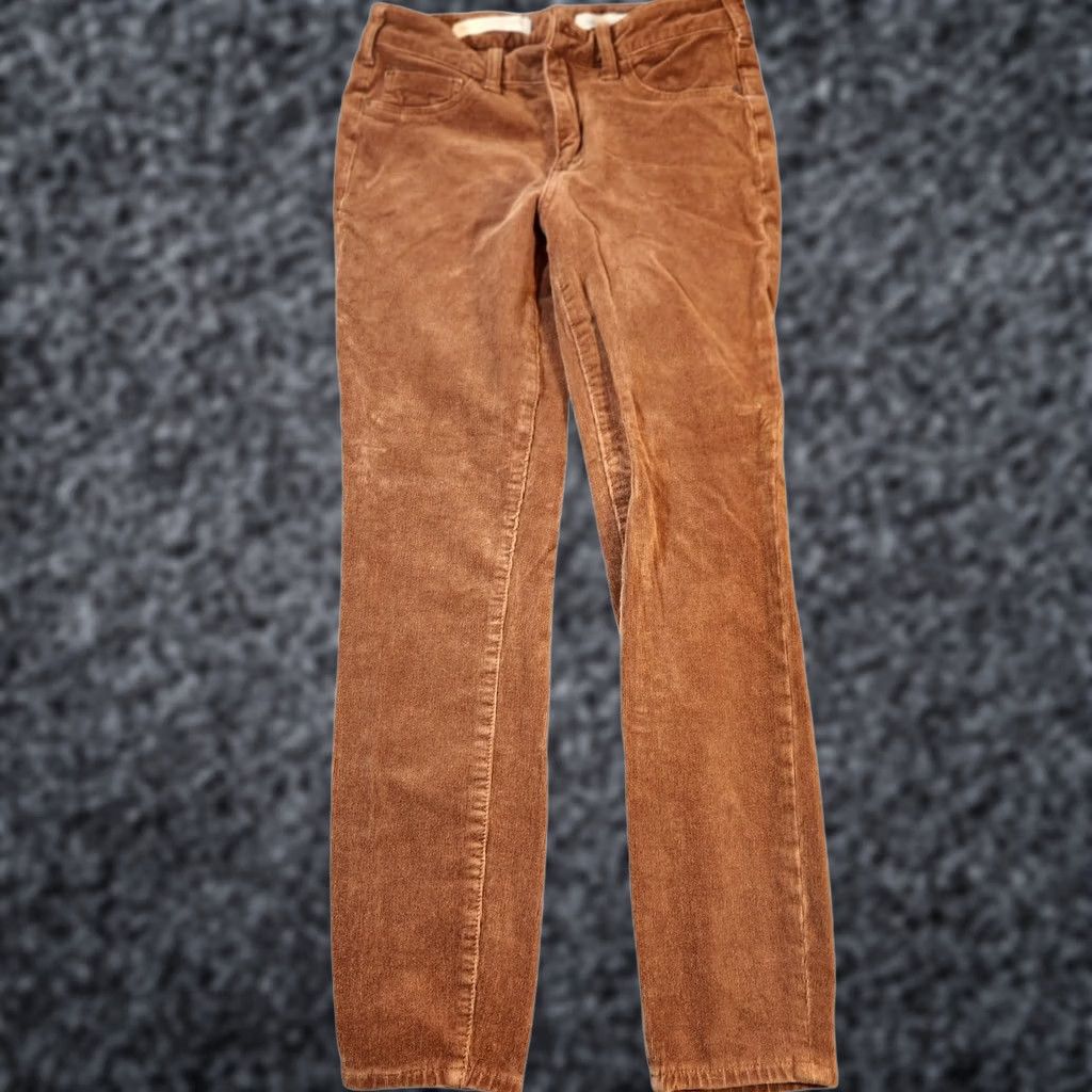 Vintage Pilcro Anthropologie Corduroy Pants Womens 27 Brown High Rise Skinny Stretch Pants Casual 90s? Size 27" / US 4 / IT 40 - 1 Thumbnail