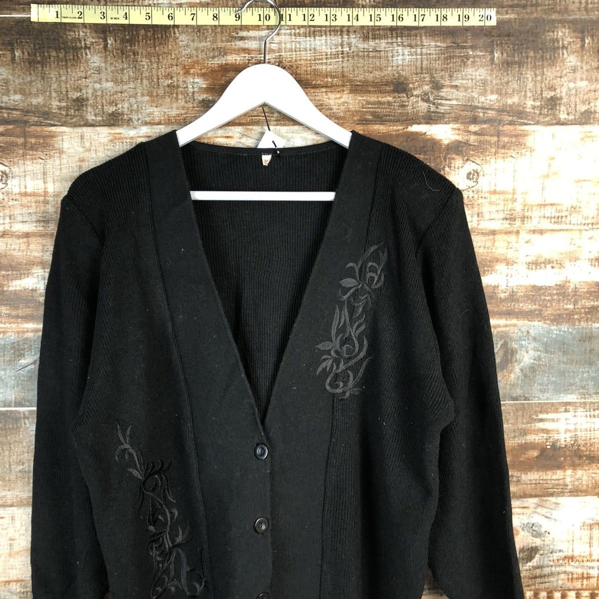 Homespun Knitwear × Japanese Brand Japan art Black Cardigan Knitwear #A1669 Size M / US 6-8 / IT 42-44 - 5 Thumbnail