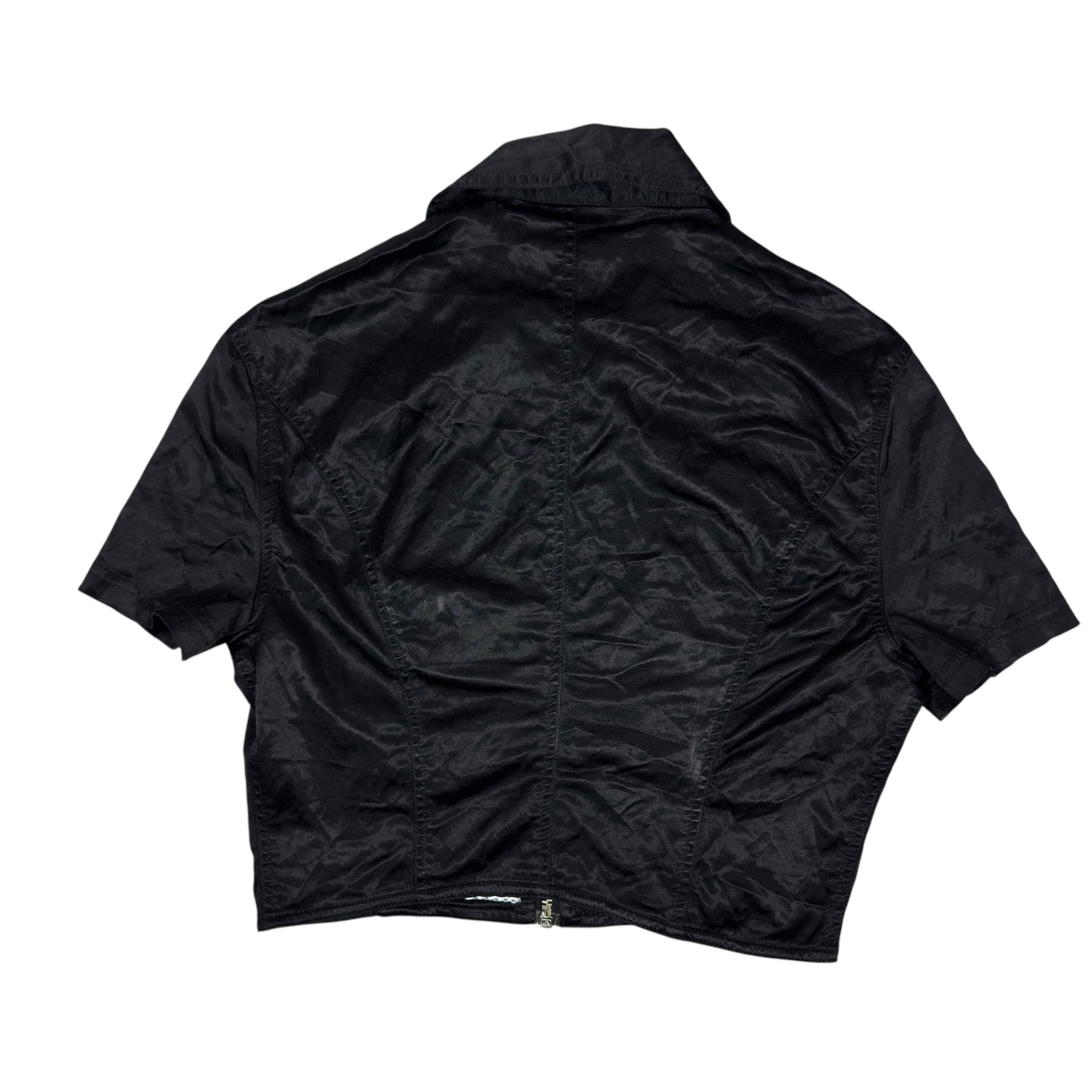 Versace × Vintage Versace Women's Black Short Sleeve Full Zip Cropped Shirt L Size L / US 10 / IT 46 - 9 Thumbnail
