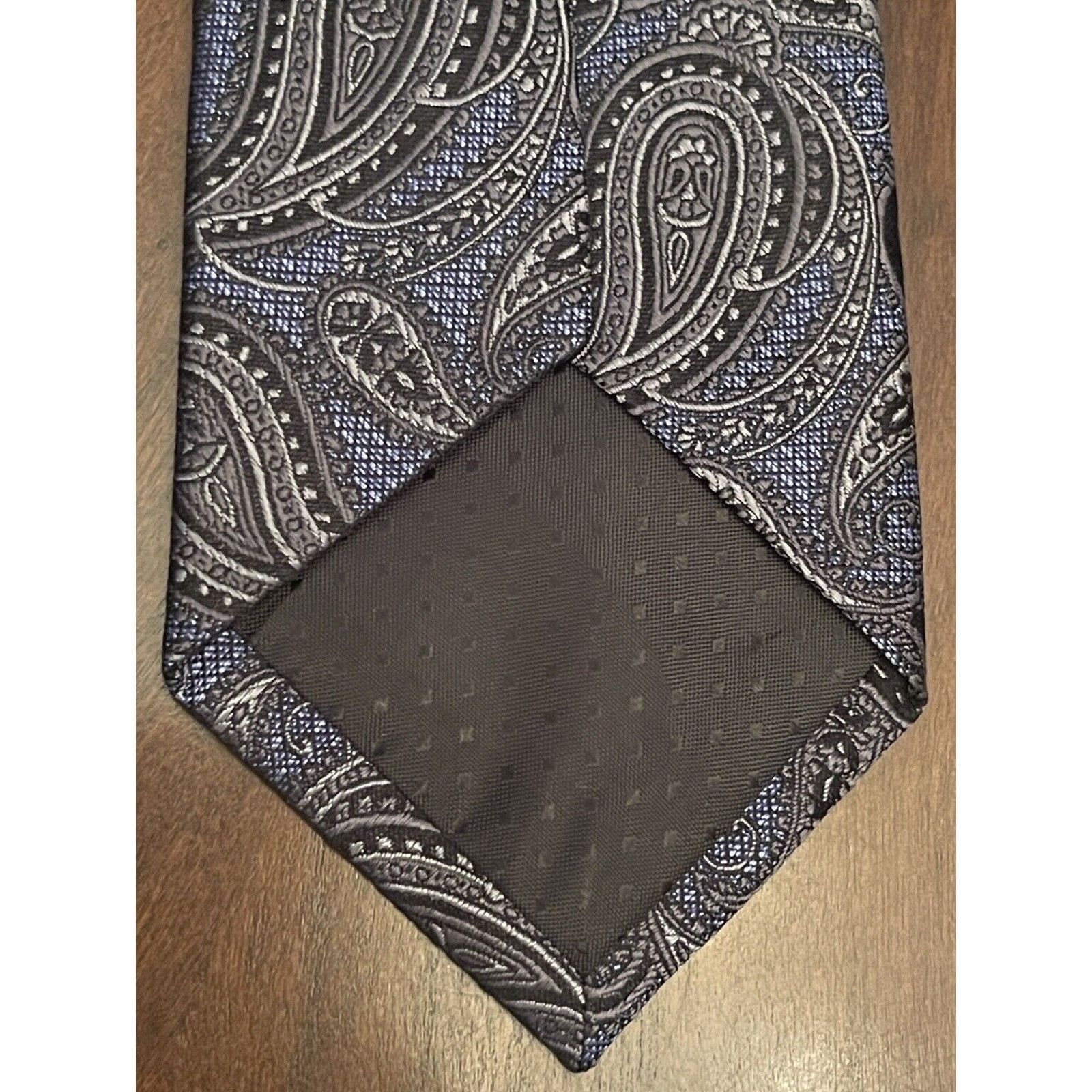 Other Pronto Uomo Platinum Blue Black Gray Hand Made 100% Silk Size ONE SIZE - 2 Thumbnail