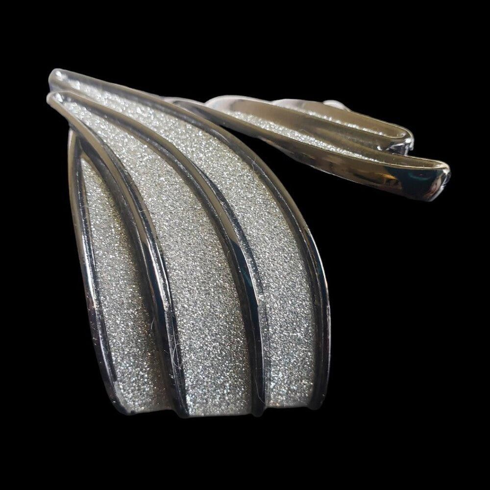 Designer Frosted Hinged Cuff Gunmetal Glitter Wings Size ONE SIZE - 2 Thumbnail