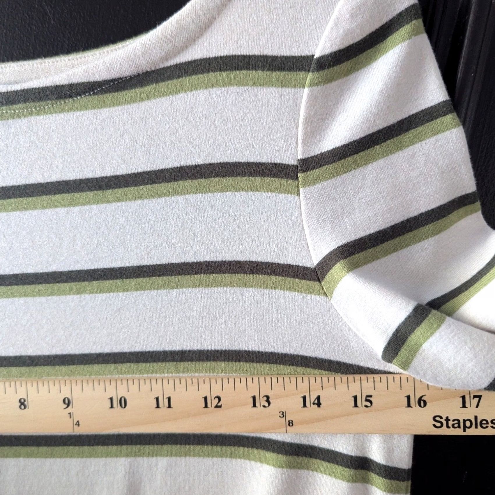 Buttero Tabitha Webb Striped Boat Neck 3/4 Sleeve Top Green White Women's S Top Size S / US 4 / IT 40 - 7 Thumbnail