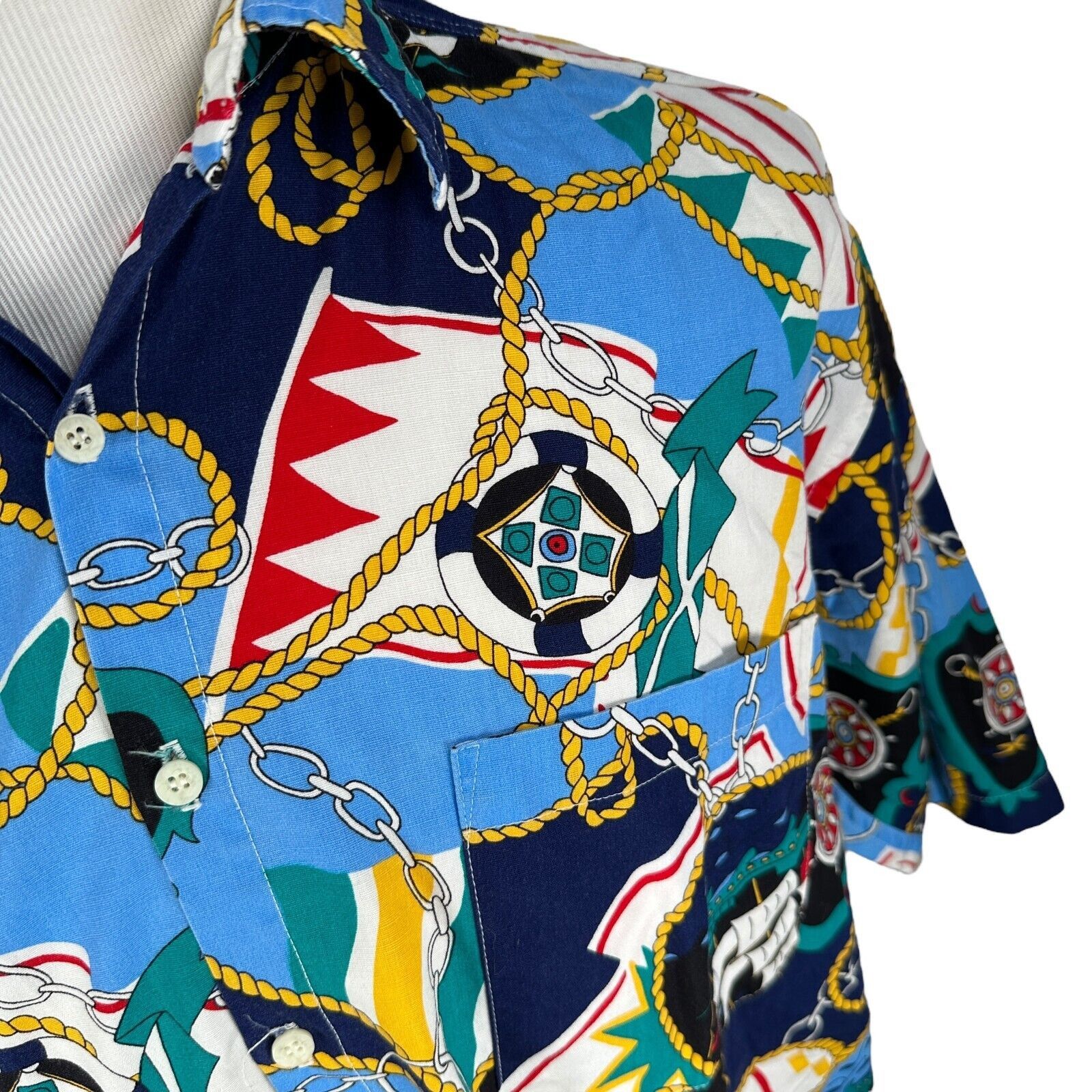 The Unbranded Brand Vintage Tango Max Raab Shirt Men’s L Blue Gold AOP Nautical Size US L / EU 52-54 / 3 - 3 Thumbnail