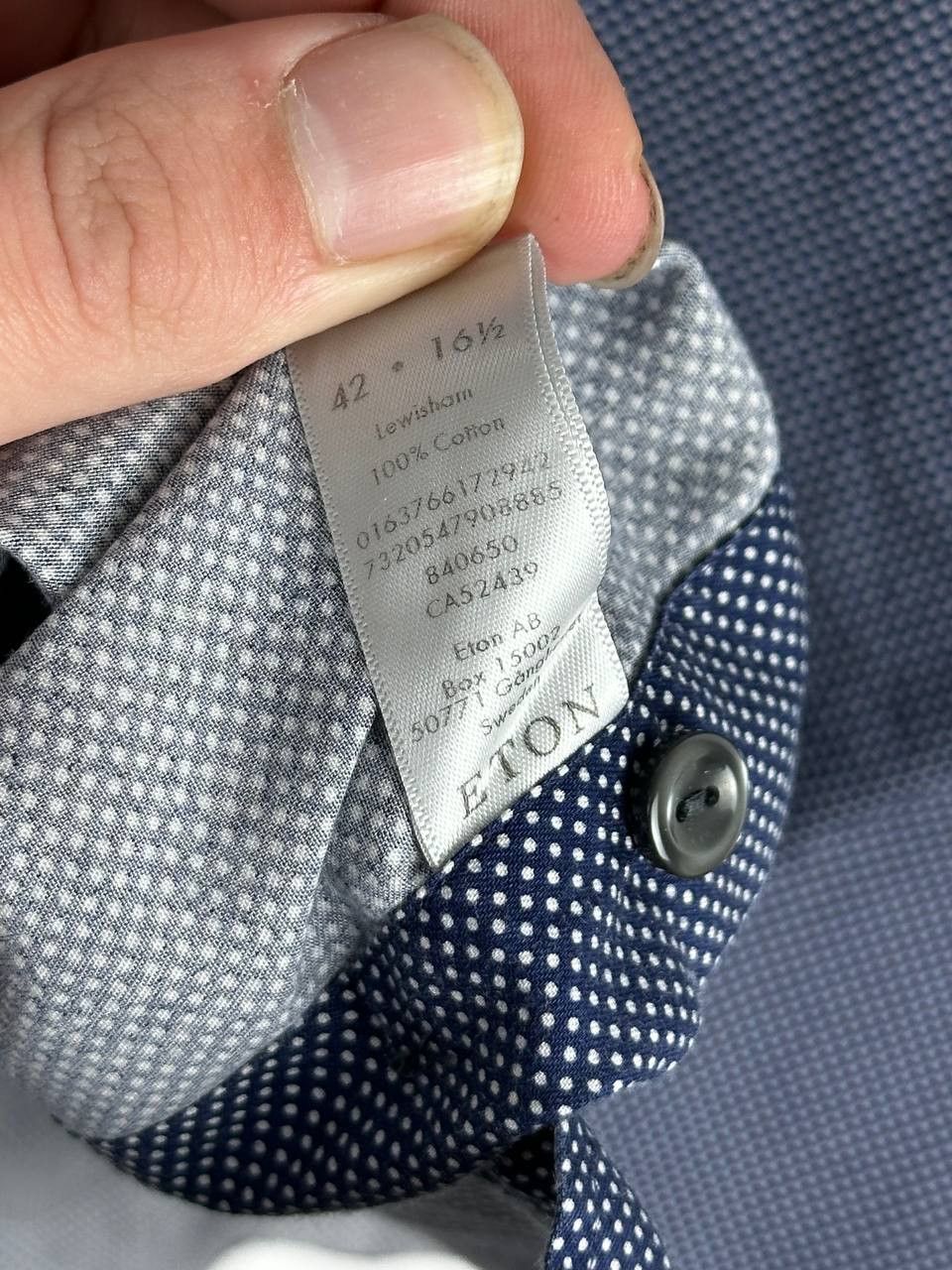 Eton Eton Casual Dot Pattern Navy Pocket Shirt Size L Size US L / EU 52-54 / 3 - 9 Thumbnail