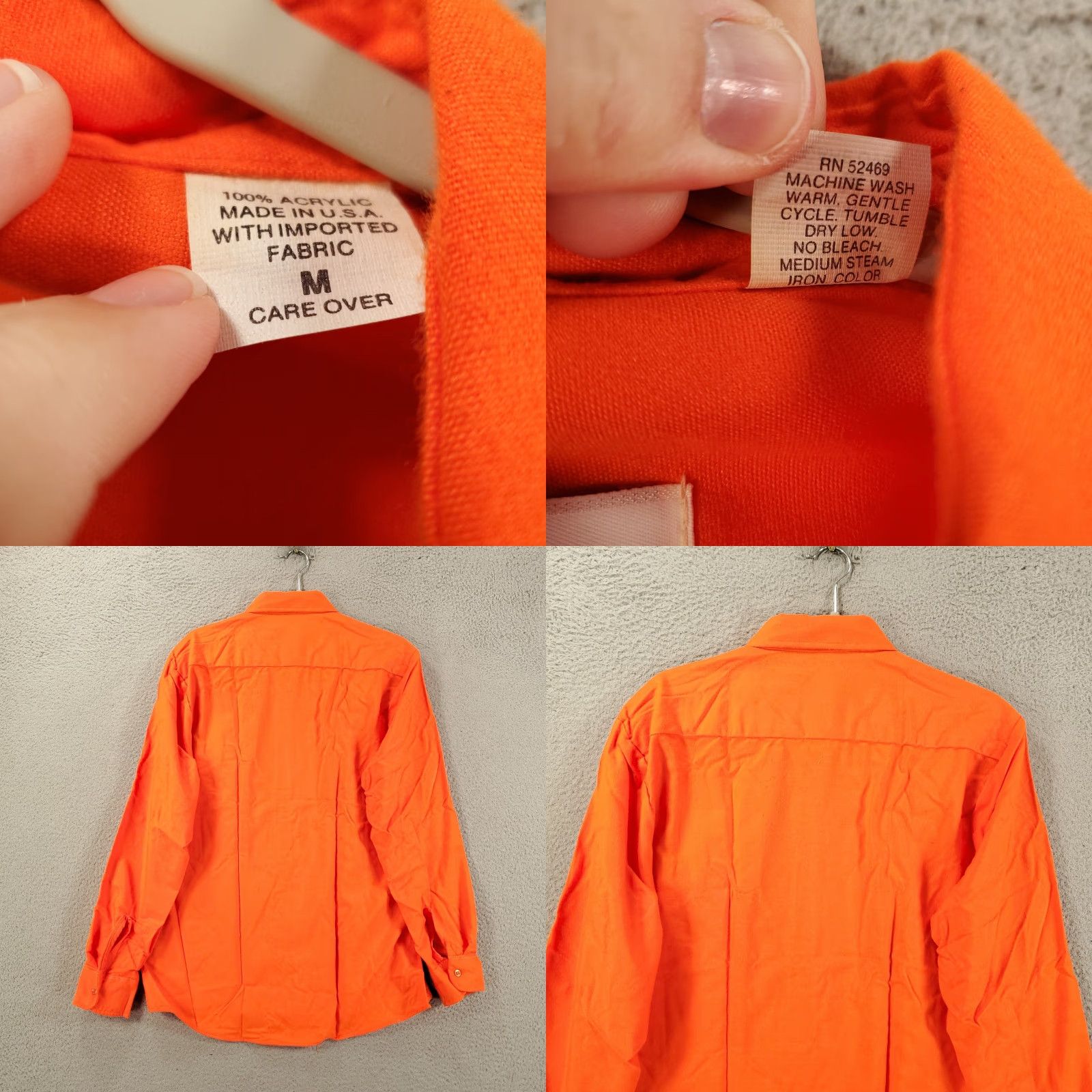 Hunter VINTAGE New Hunters Safety Orange Flannel Shirt Mens Medium Hunting Blaze NOS Old Stock SPORTS AFIELD Button-Up Size US M / EU 48-50 / 2 - 8 Thumbnail