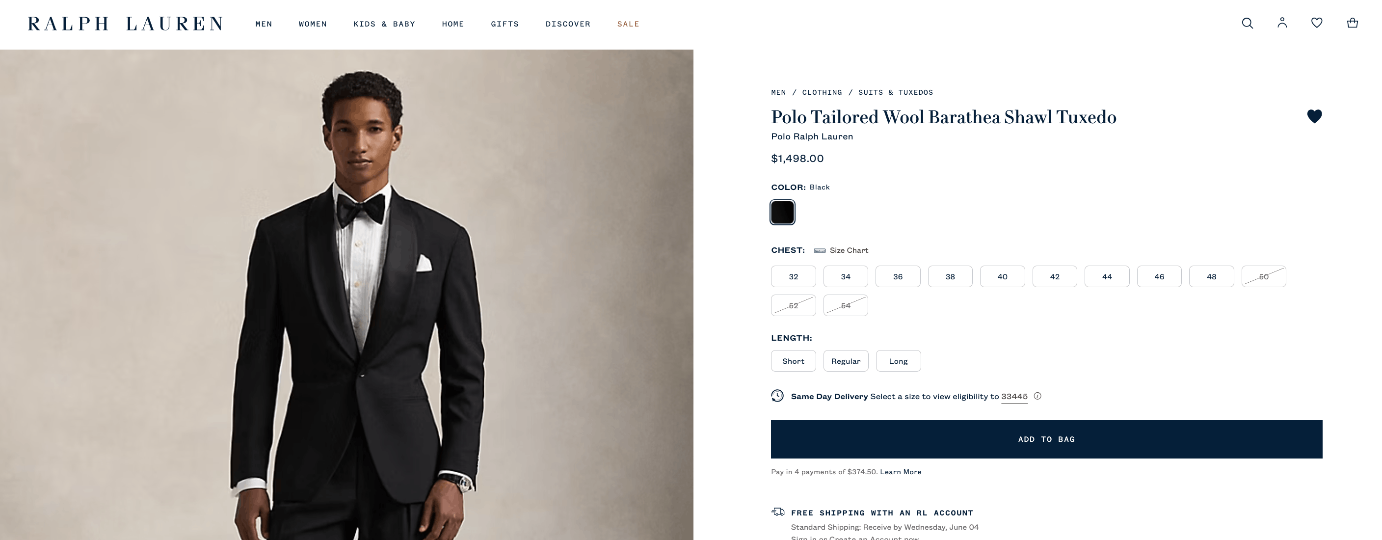 Polo Ralph Lauren tuxedo Size 42S - 10 Thumbnail