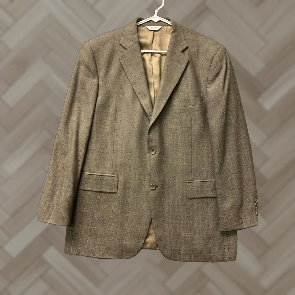 Joseph Joseph & Feiss Blazer Sport Coat Mens 42 R Brown Plaid Wool Tweed / 71-52 Size 42R - 1 Thumbnail
