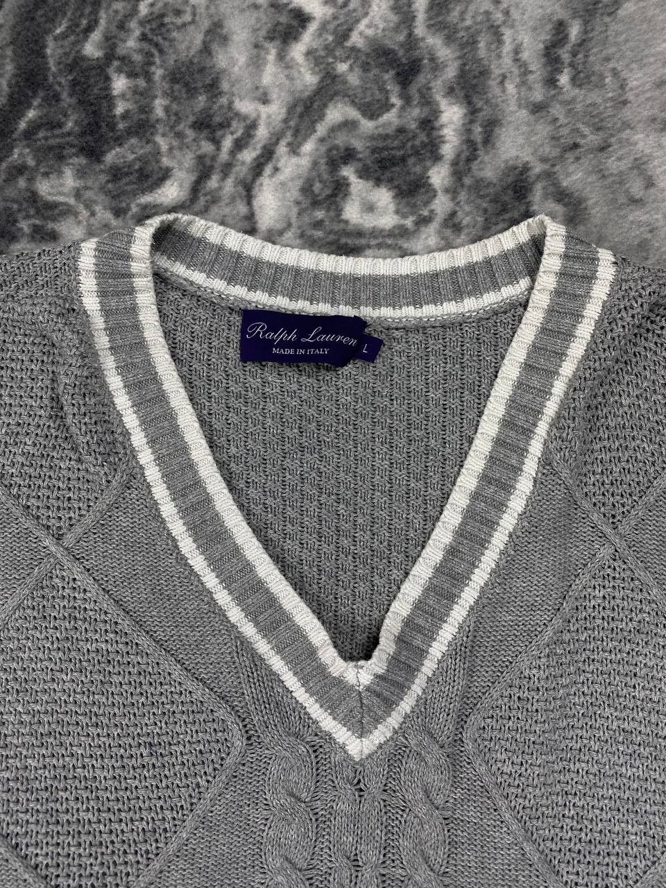Ralph Lauren Purple Label Ralph Lauren Purple Label V Neck Cable Knit Silk Sweater Size US L / EU 52-54 / 3 - 6 Thumbnail