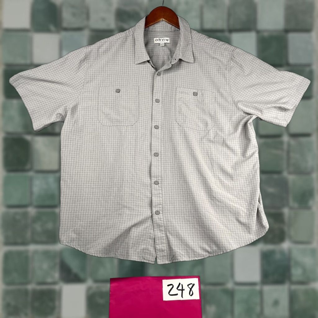 Orvis Orvis Shirt Short Sleeve Button-Up 2XL Gray Check Pockets Lightweight Casual Men's Size US XXL / EU 58 / 5 - 1 Thumbnail