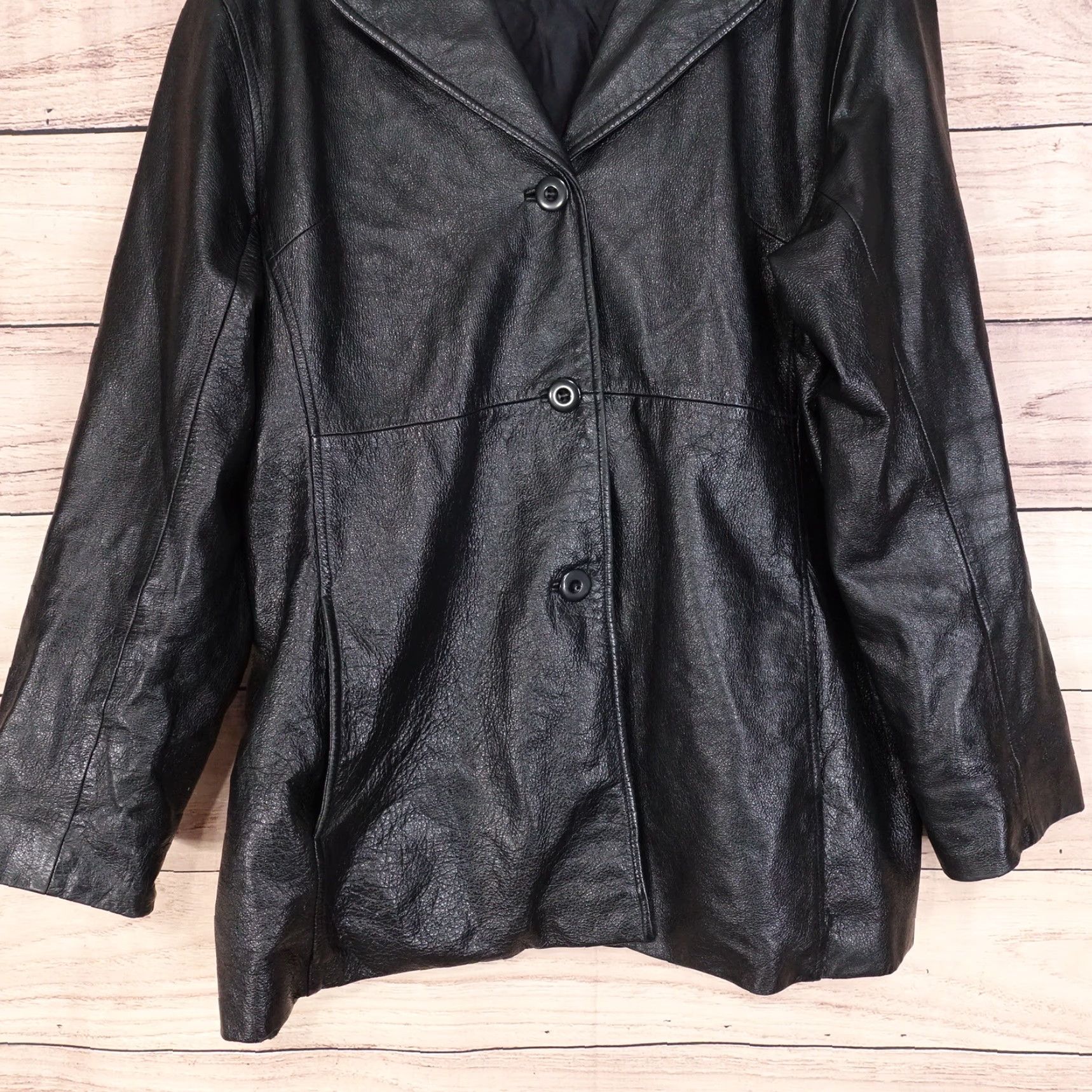 Vintage VINTAGE Wilsons Leather Women's Leather Button-Up Coat XL Black Casual 100% Leather Size XL / US 12-14 / IT 48-50 - 3 Thumbnail