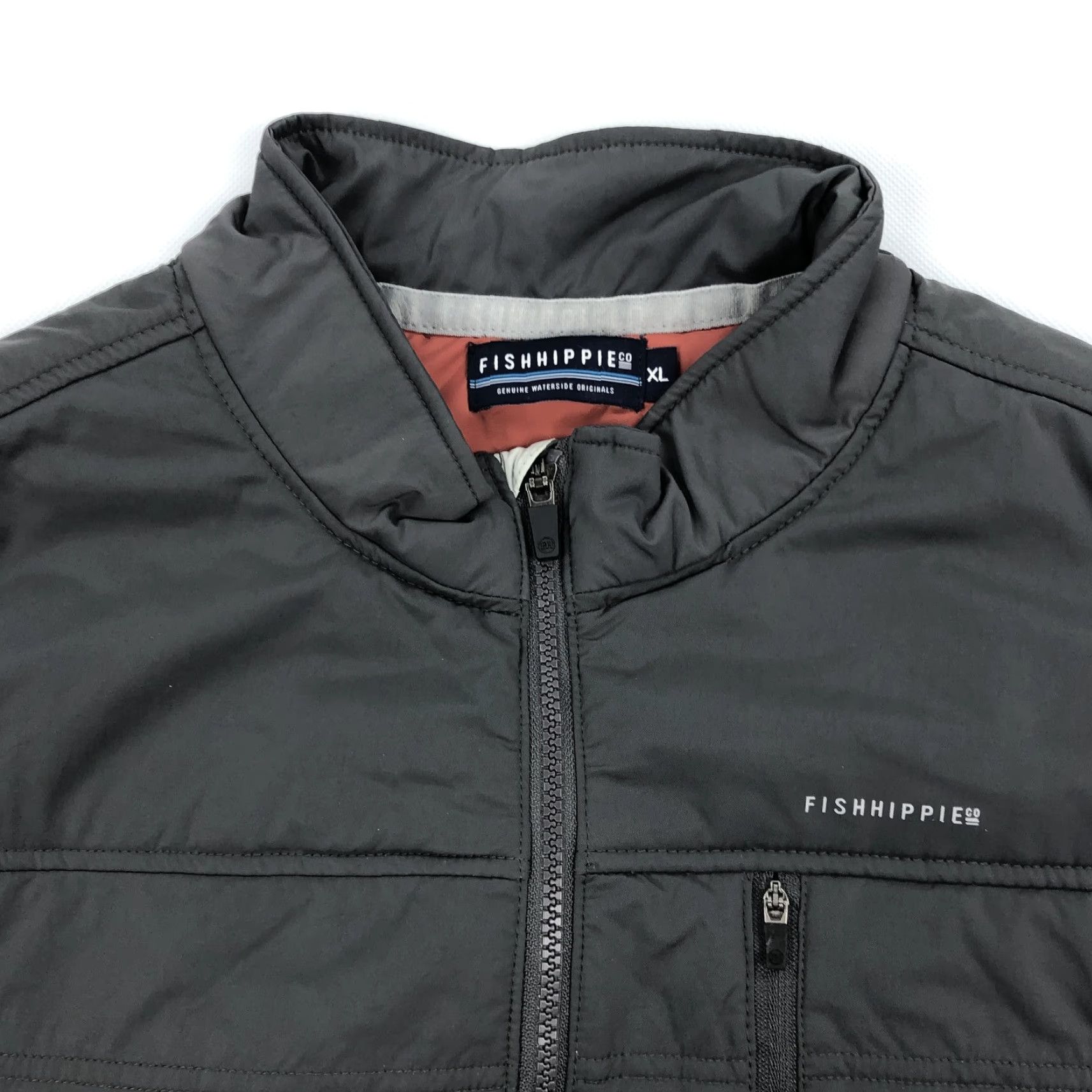CO FISHHIPPIE CO Vest Puffer Full Zip Quilted Sleeveless XL Men Gray Orange Size US XL / EU 56 / 4 - 2 Thumbnail