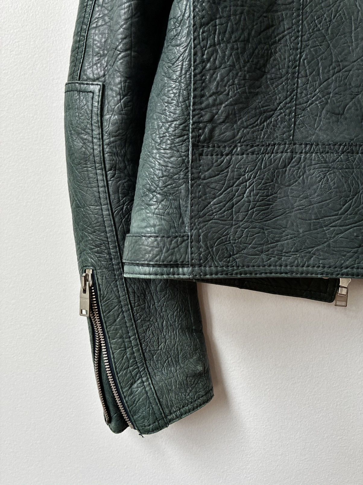 Balenciaga Balenciaga AW2014 Green Lamb Leather Biker Jacket Size US S / EU 44-46 / 1 - 7 Thumbnail