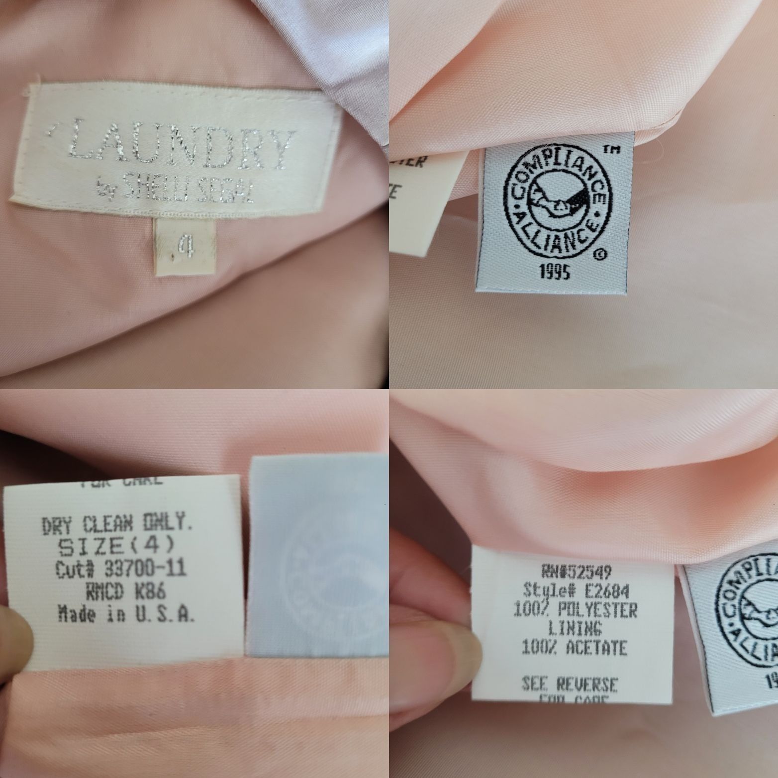 Vintage Vtg Laundry by Shelli Segal Dress Gown Sz 4 Champagne Peekab Size S / US 4 / IT 40 - 2 Thumbnail