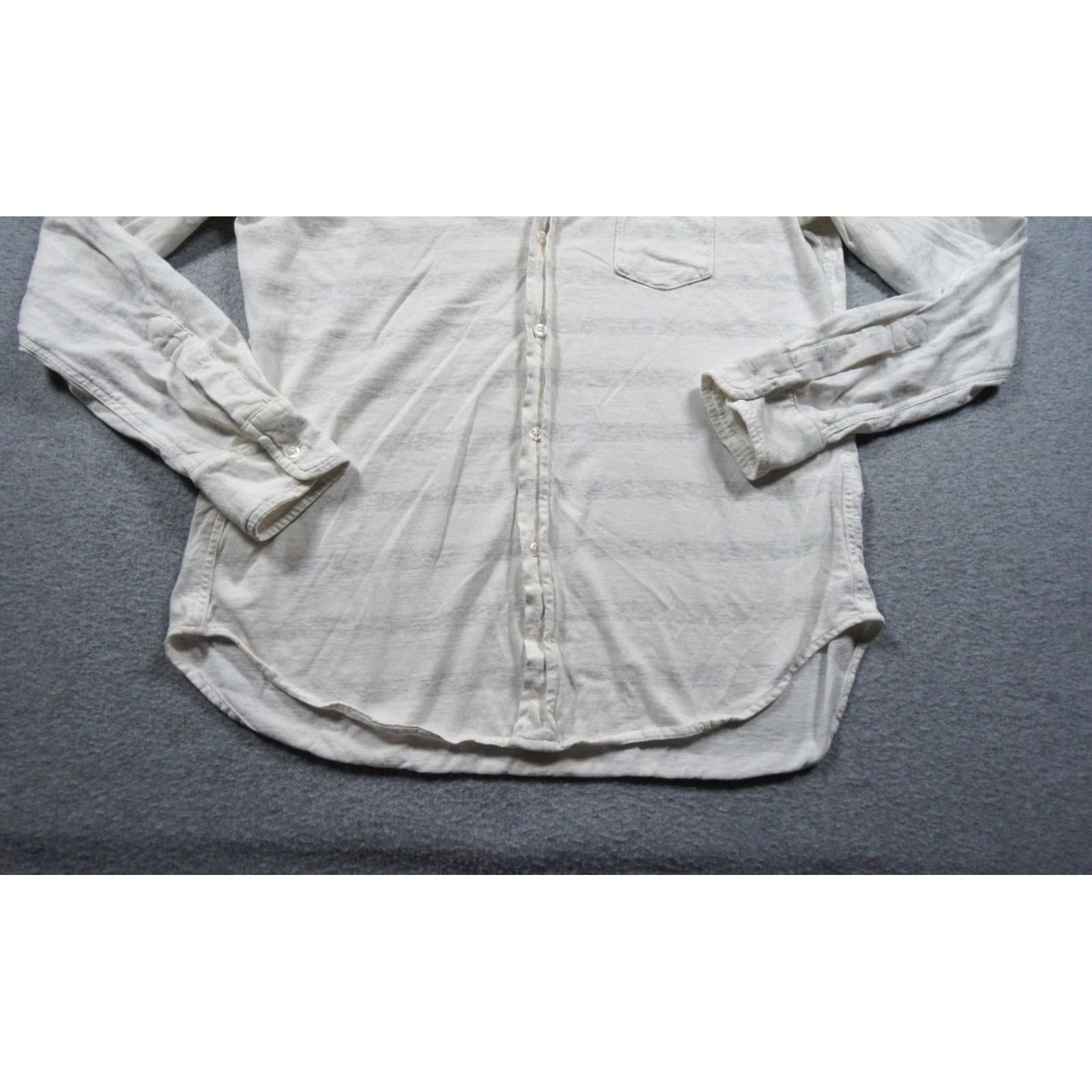 Frank & Eileen Frank & Eileen Shirt Womens XS White Button-Up Jersey Striped Long Sleeve Casual Vintage: No Size XS / US 0-2 / IT 36-38 - 3 Thumbnail