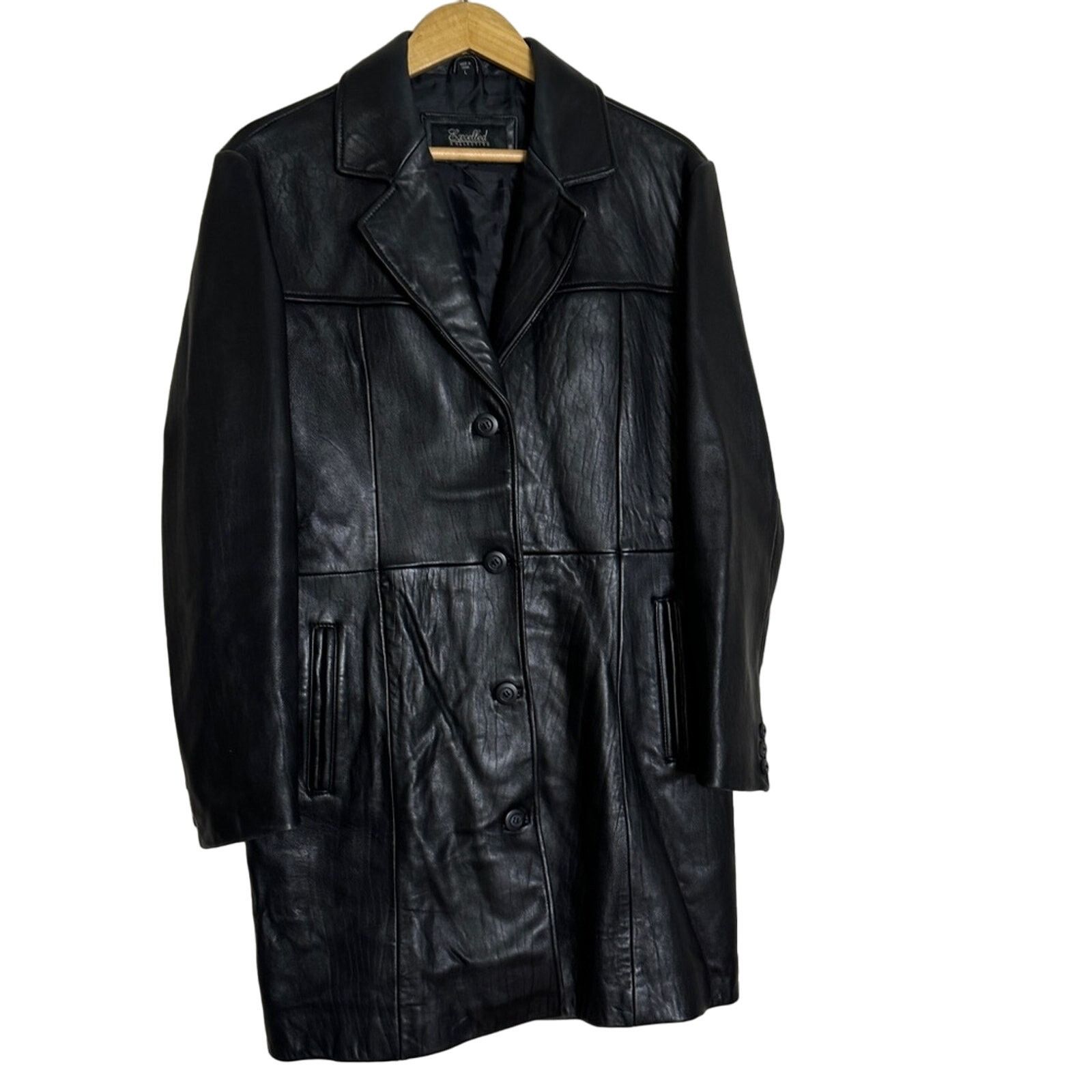 Other Excelled Collection Vintage Y2K Leather Trench Coat Size L / US 10 / IT 46 - 1 Thumbnail