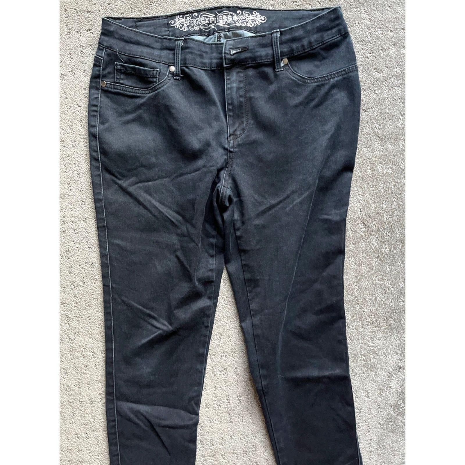 Express VINTAGE Express Stella Cotton Blend Jean Leggings Women's Size 8 Cropped Denim Blue Easy Care Size 30" / US 8 / IT 44 - 2 Thumbnail