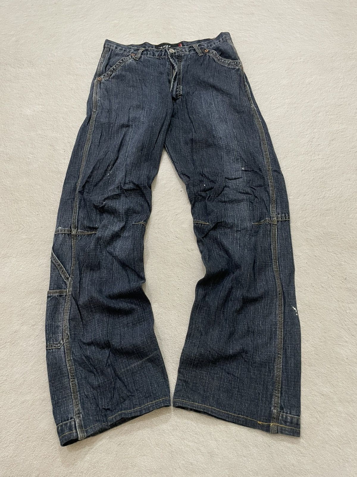 Japanese Brand 2000s Japan Raw Denim Carpenter Jeans Washed Y2K loose fit Size US 31 - 1 Thumbnail